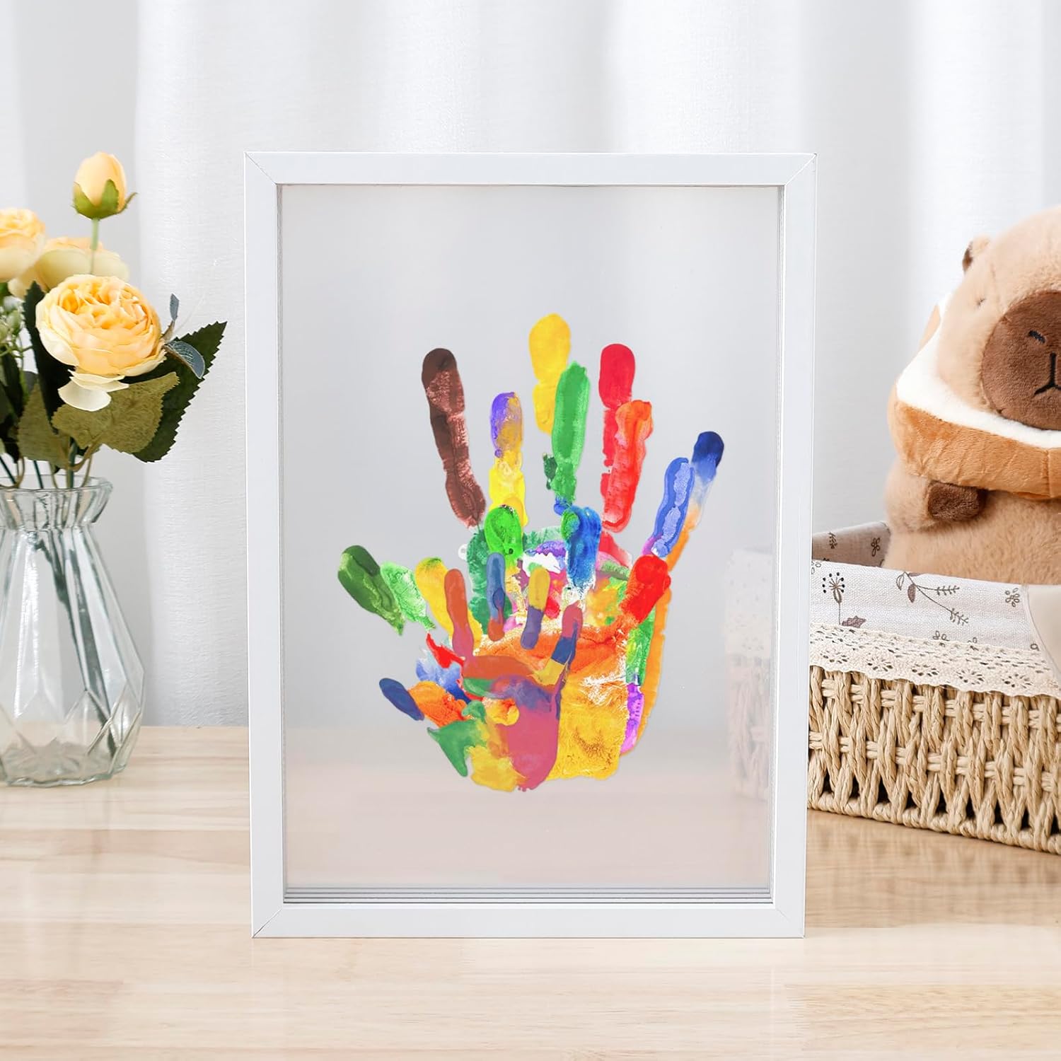 Clear Family Handprint Kit DIY Wooden Frame with 6 Paints