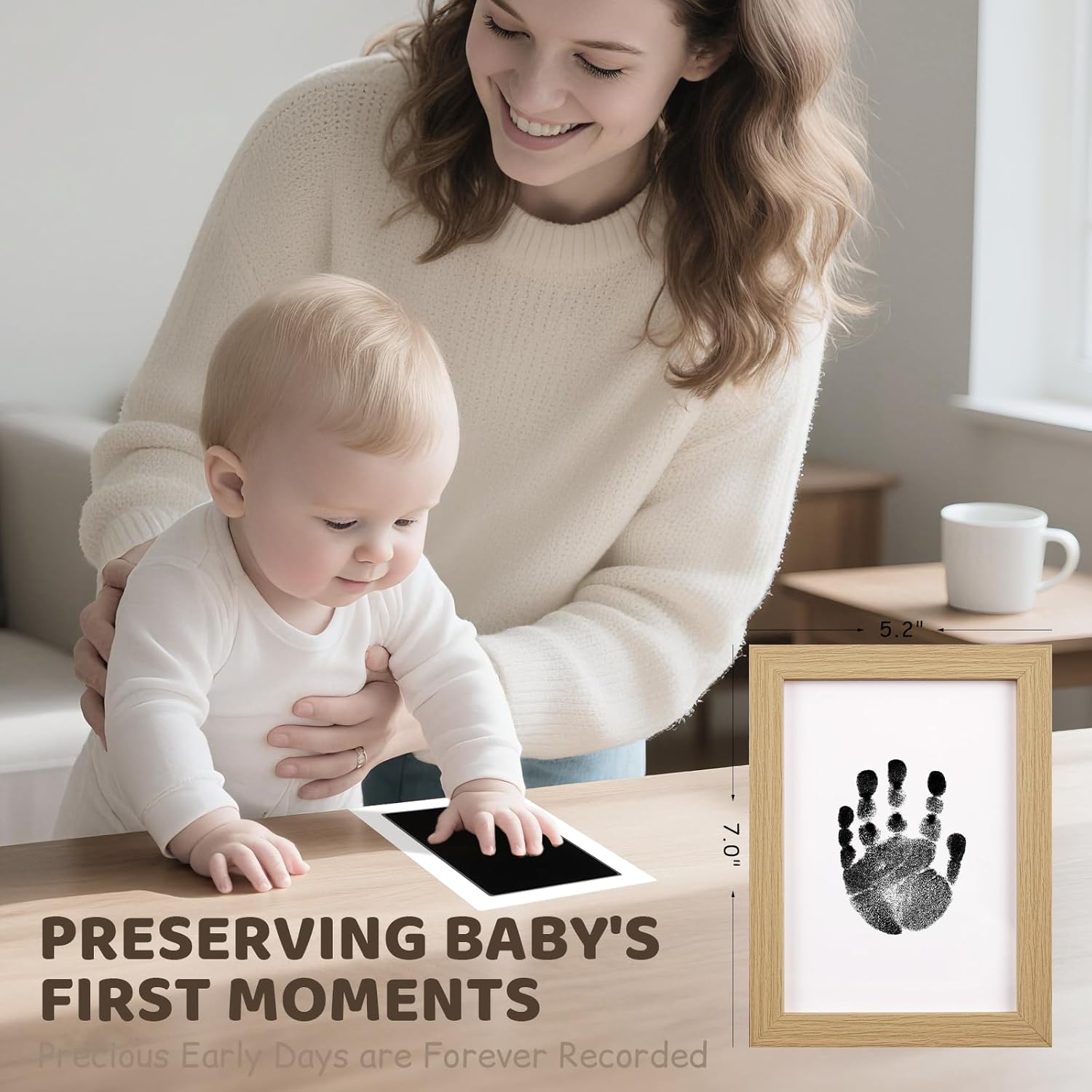 Tubuui Baby Inkless Hand Footprint Kit with Frame