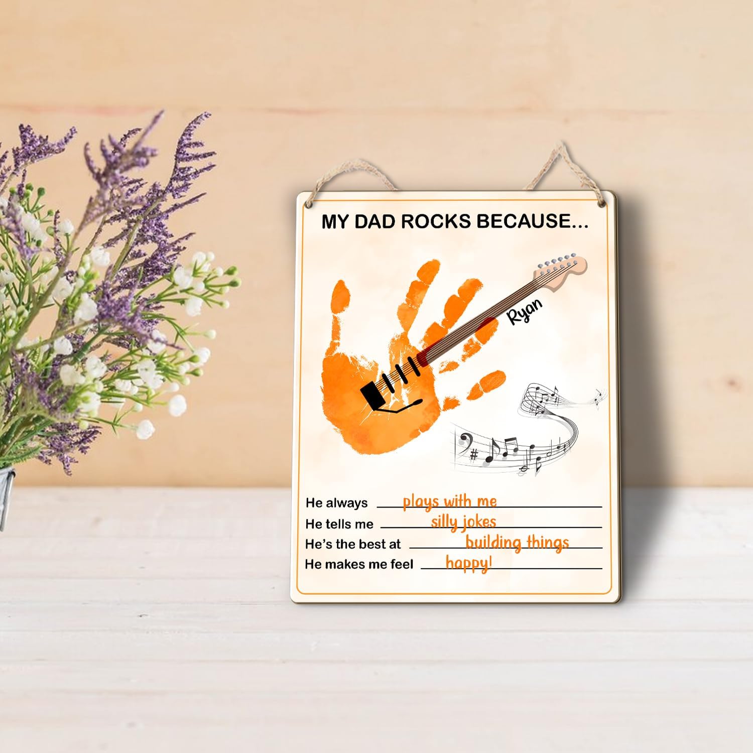 Custom Guitar Handprint Art Craft for Dad 1