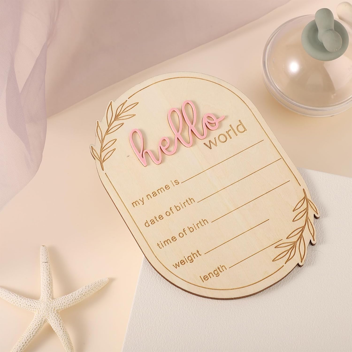 Gosknor Baby Announcement Sign Hello World Pink