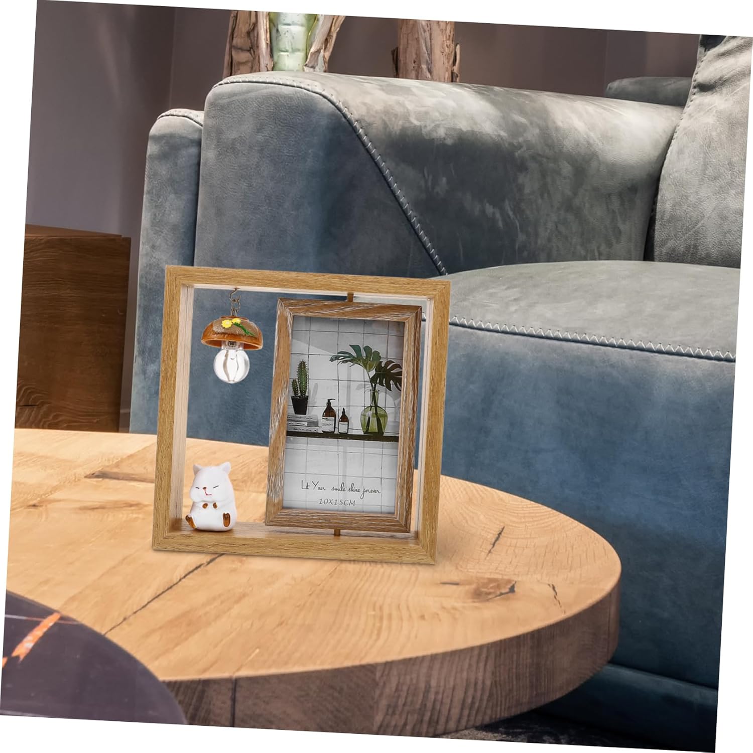 STBTOO Rustic Double-sided Frame 6 Inches Desk Decor Cartoon Hamster