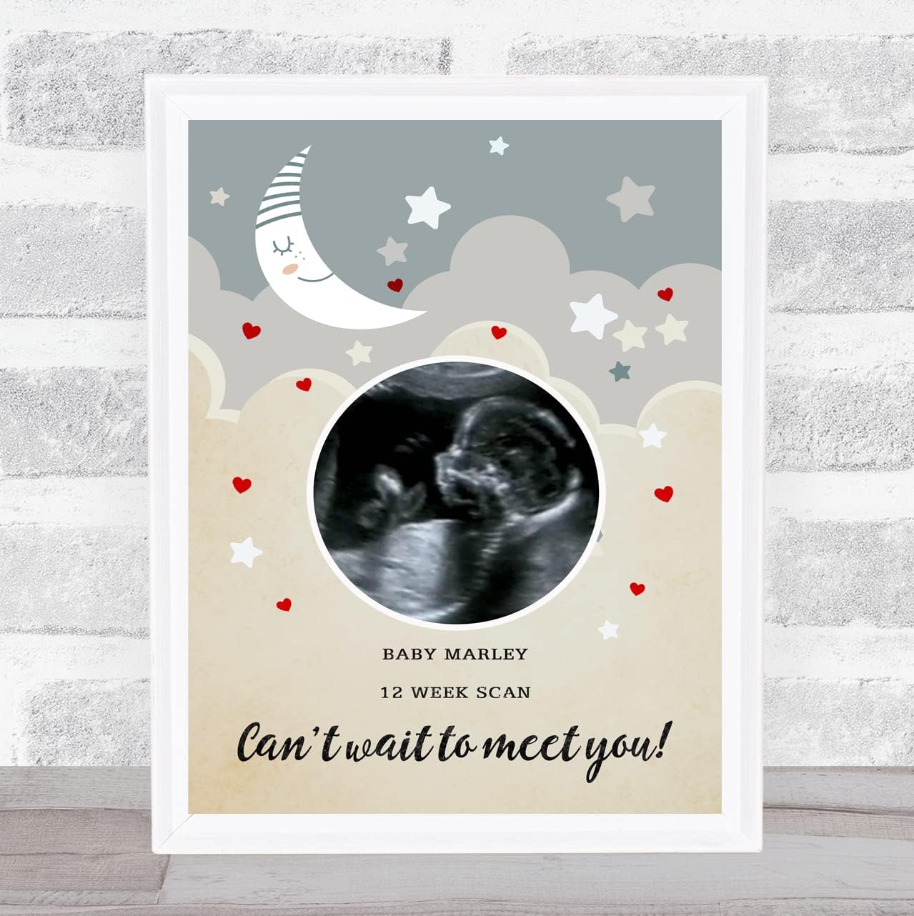 Heart Moon Pregnancy Baby Scan Picture Keepsake Frame