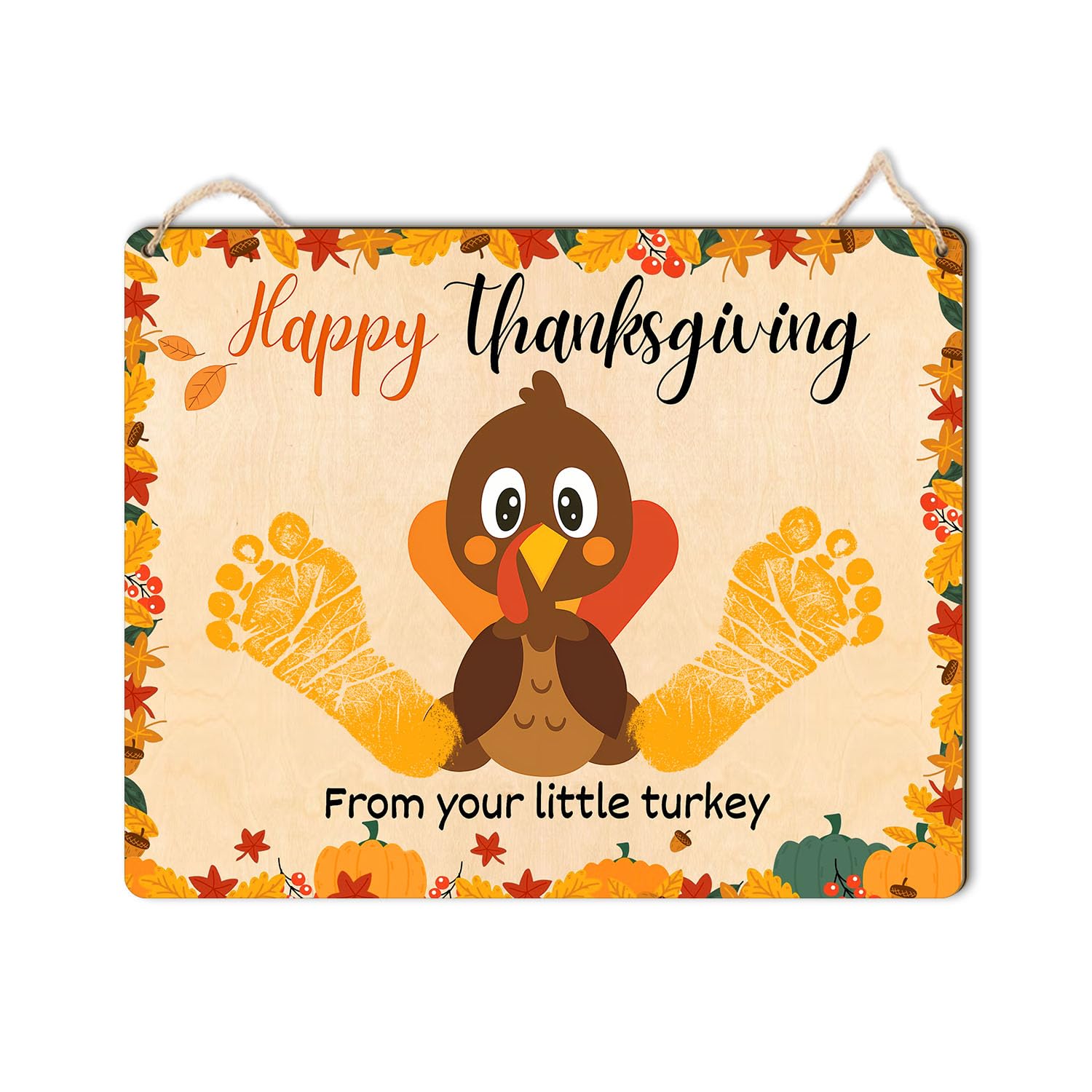 DIY Thanksgiving Footprint Sign for Newborn Baby