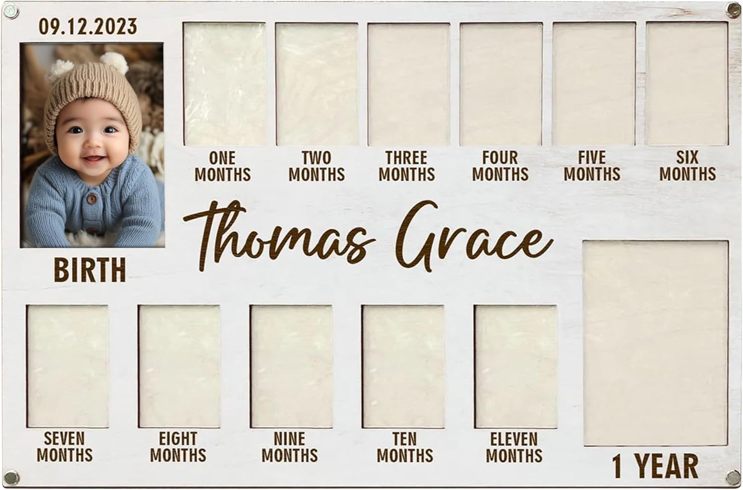 V-DECORPARKS My First Year Photo Frame - Custom Babys Birth Date 12 Month Display