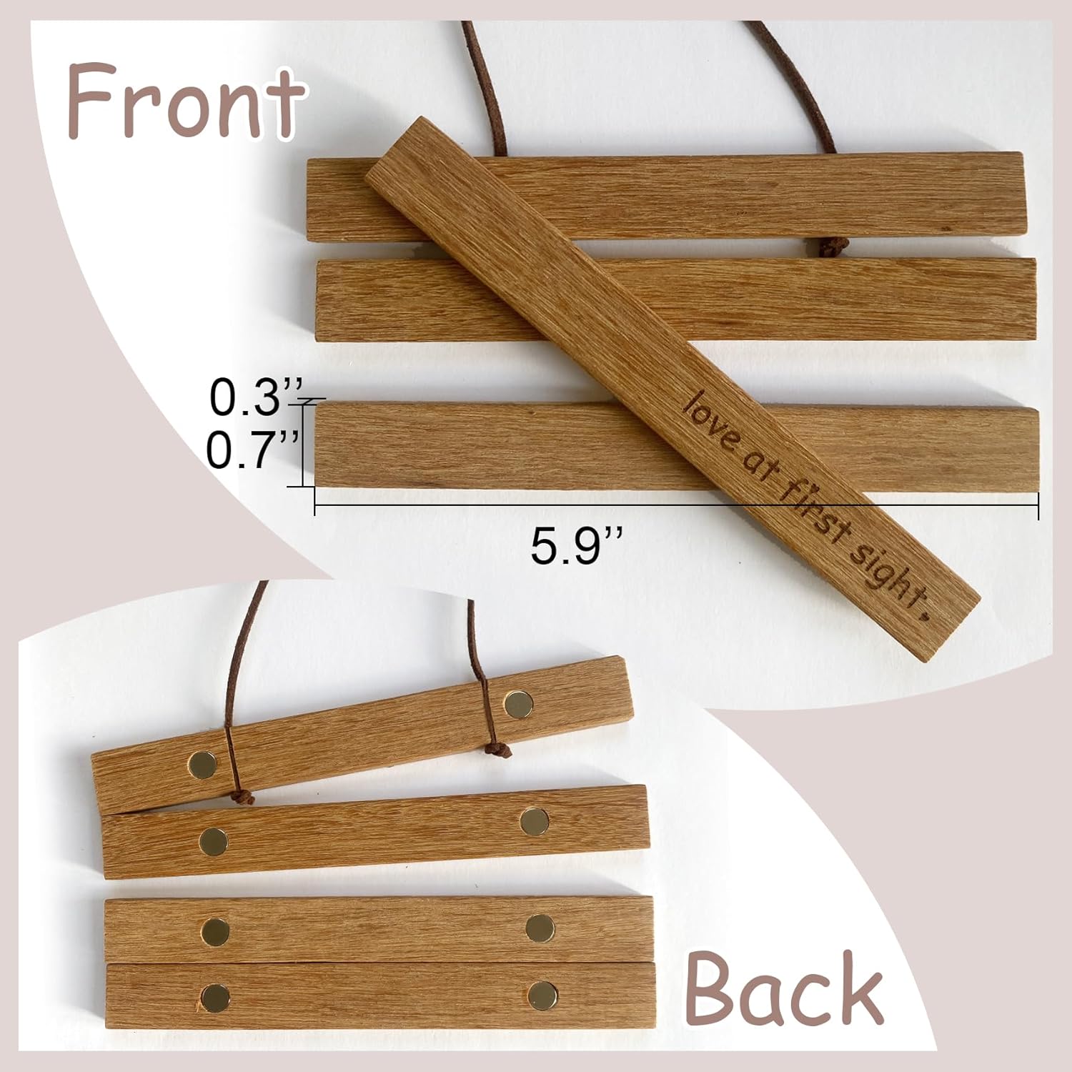 Zyeco 2 Pcs Ultrasound Picture Frame Wooden Magnetic for Refrigerator