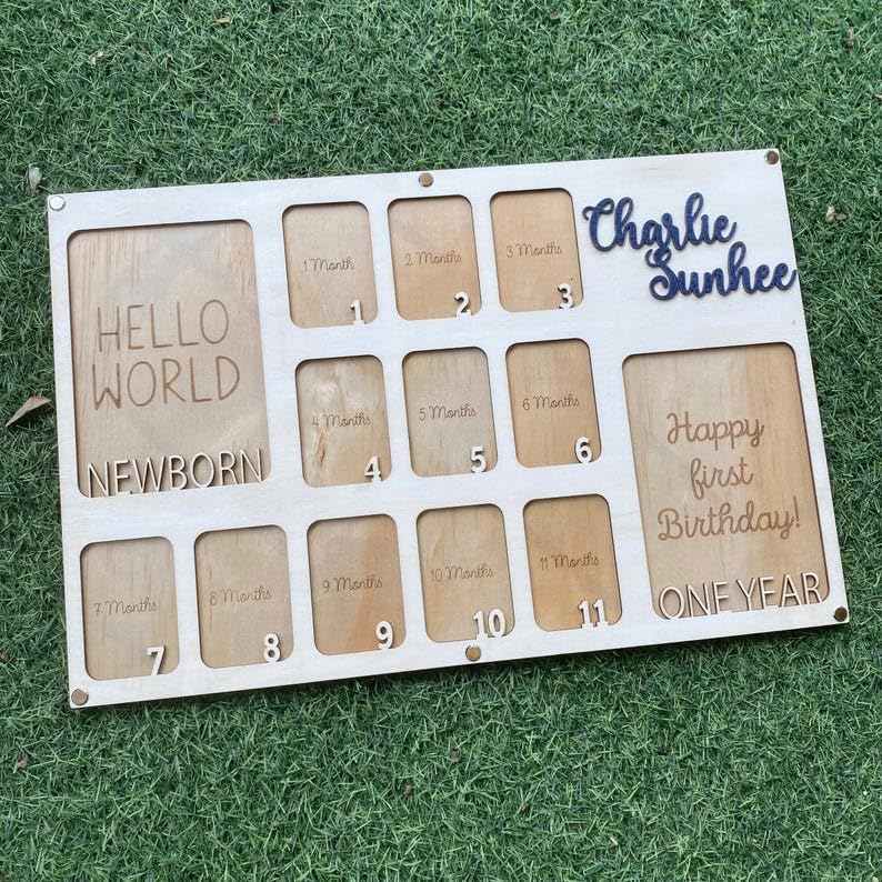 V-DECORPARKS My First Year Photo Frame - 12 Month Baby Milestone Display