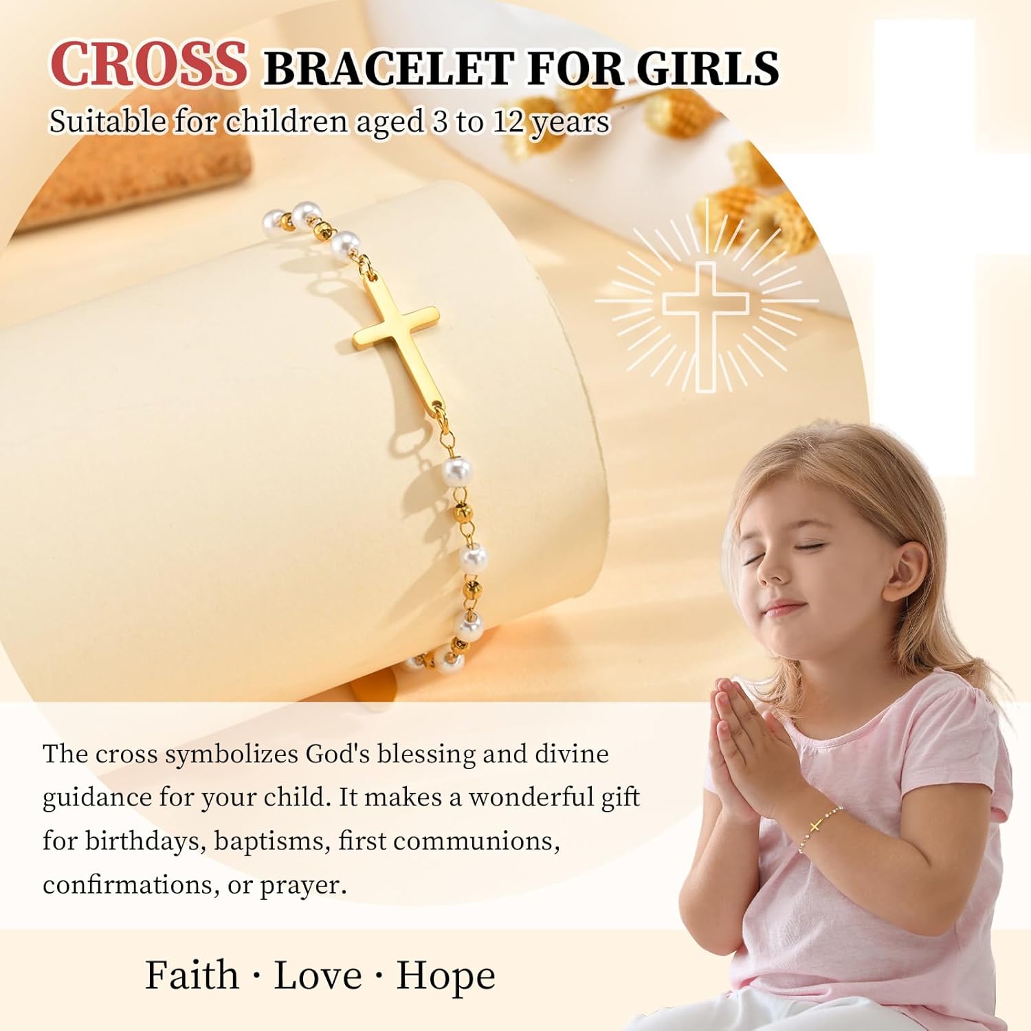 MEALGUET Baby Baptism Cross Bracelet Gift