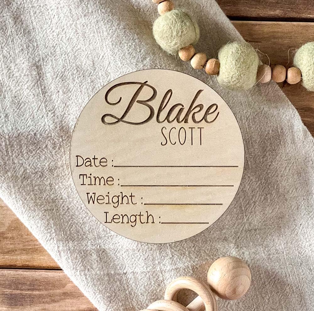 Personalized Newborn Announcement Sign - Wooden Gender Neutral 1