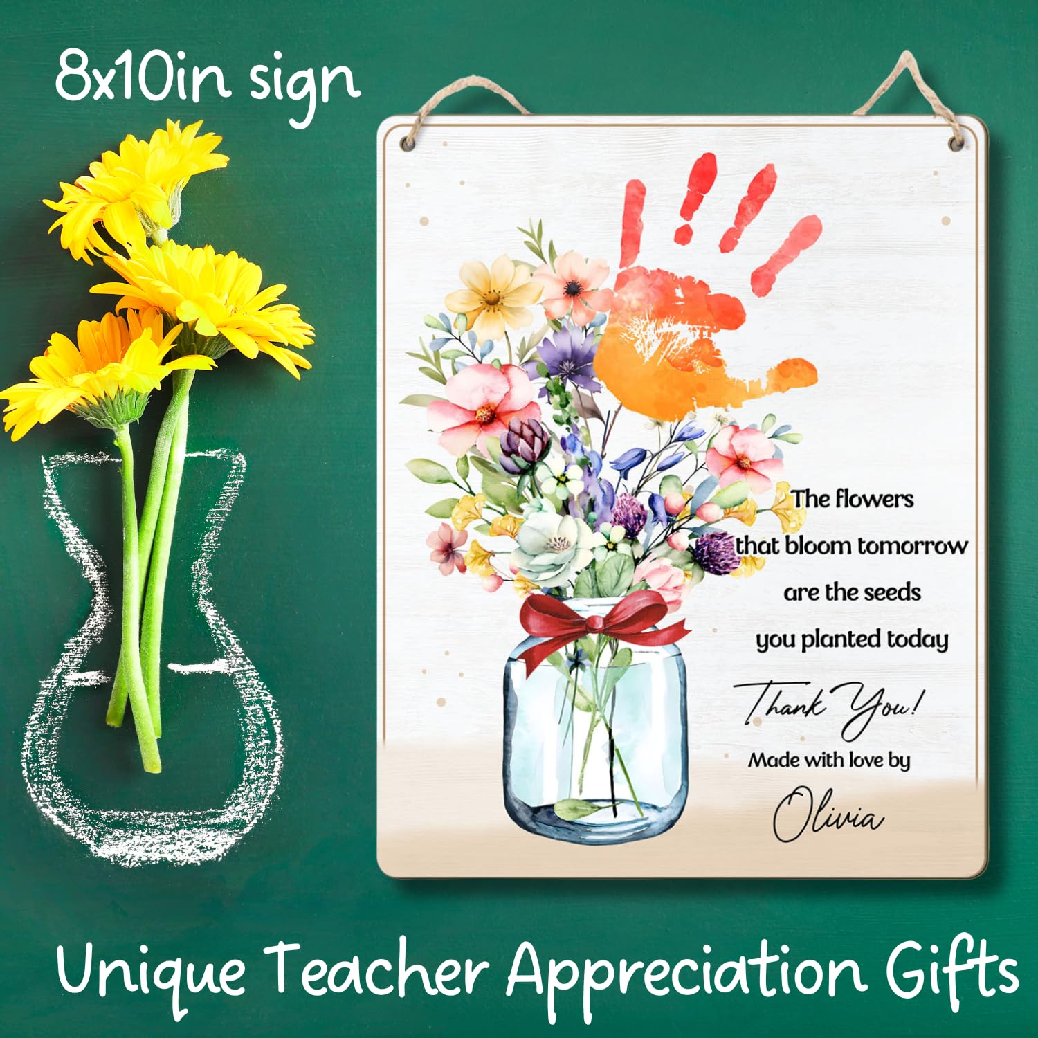 DIY Flower Handprint Craft Art Teacher Gift