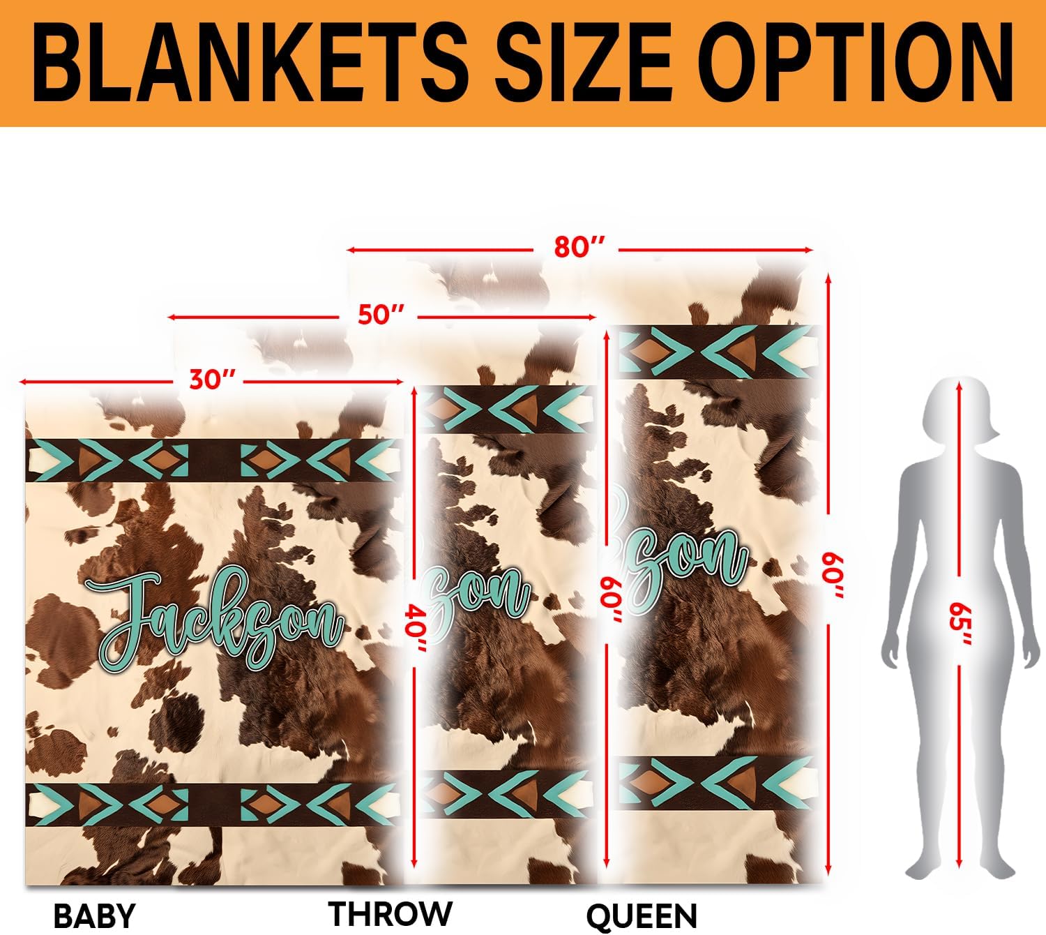 Personalized Baby Blanket with Cow Print - Custom Name Keepsake for Newborns