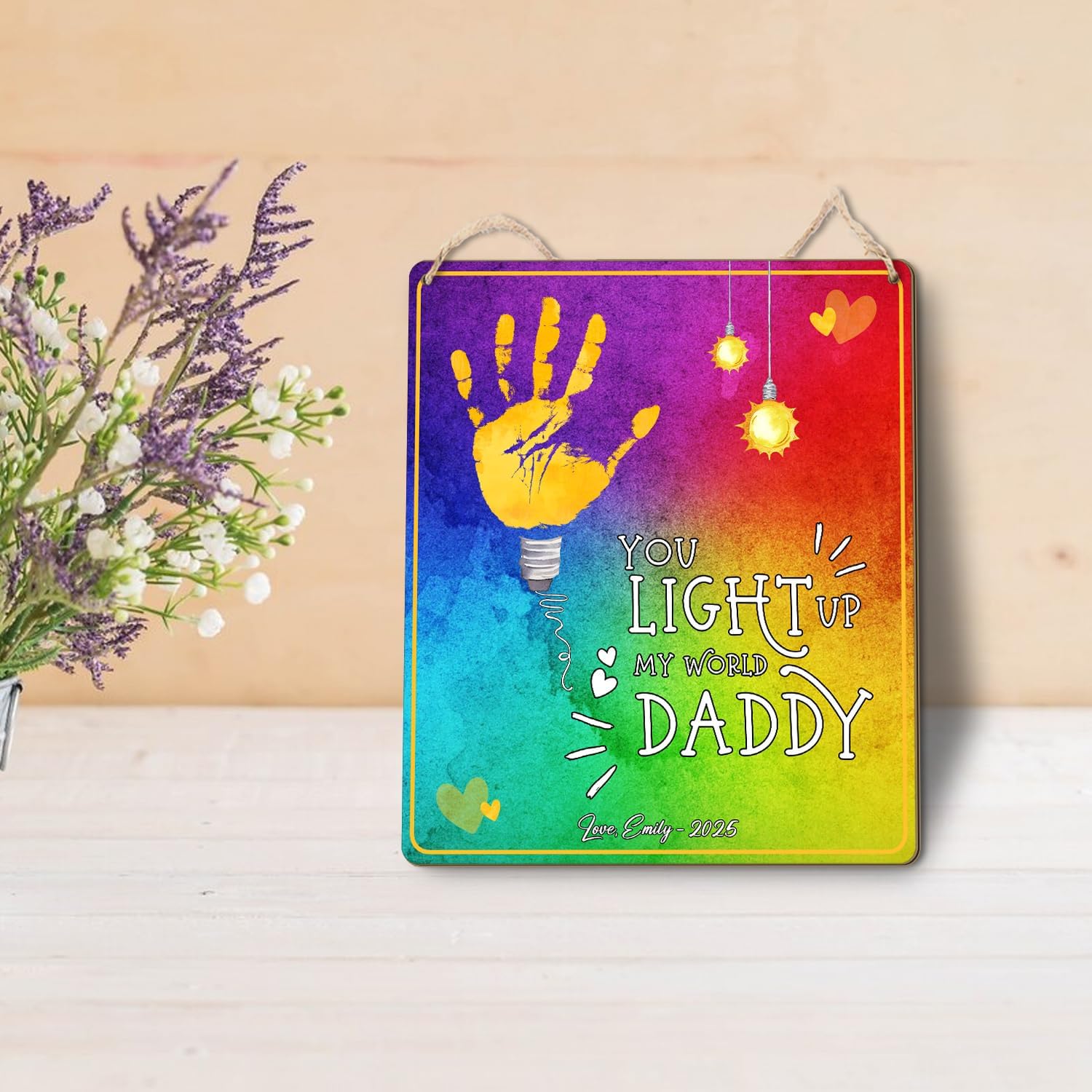 DIY Baby Handprint Art Sign for Fathers Day