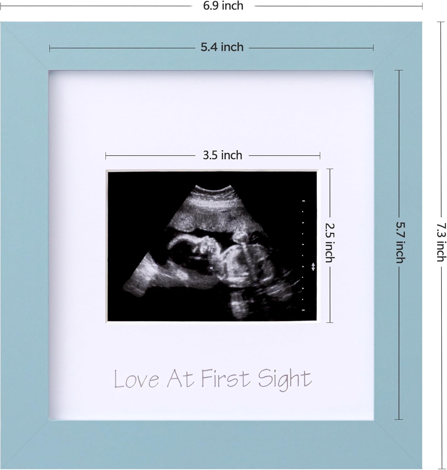eletecpro Ultrasound Frame with Real Glass and 3 Mats 7x7 Baby Keepsake Frame for 3x4 Sonogram Photo Blue
