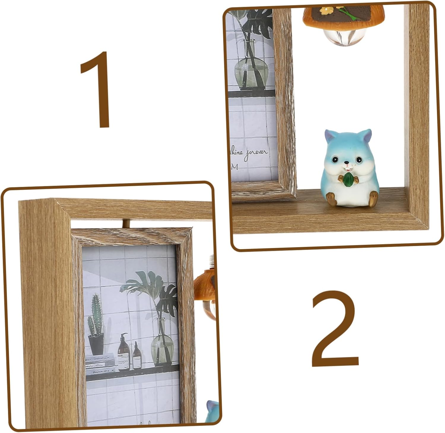 STBTOO Rustic Double-sided Frame 6 Inches Desk Decor Cartoon Hamster