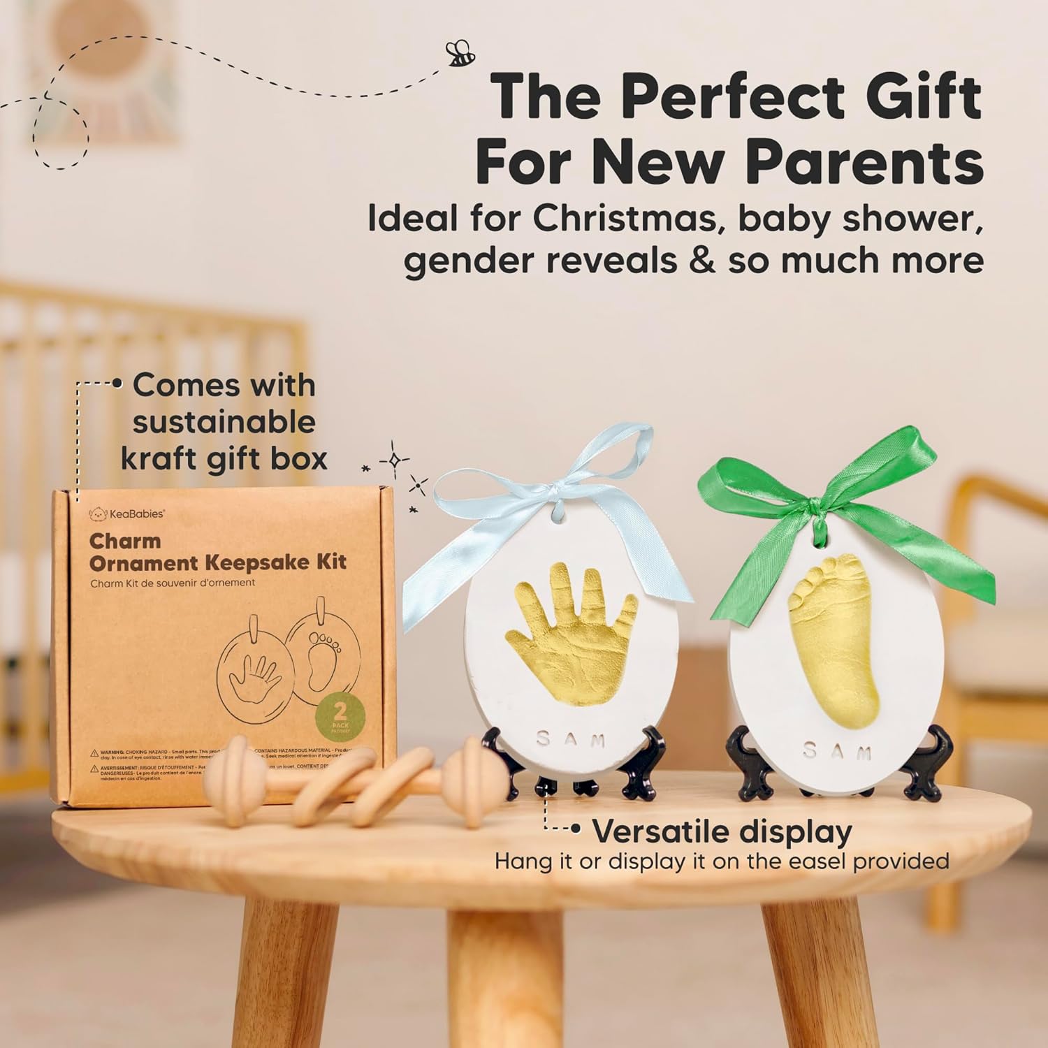 KeaBabies Baby Handprint Footprint Ornament Kit 1