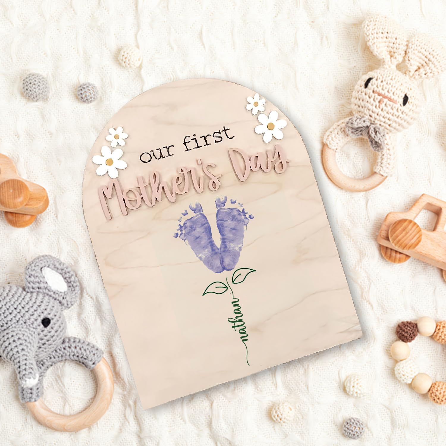 Personalized Mothers Day Footprint Sign - Custom Baby Keepsake 1