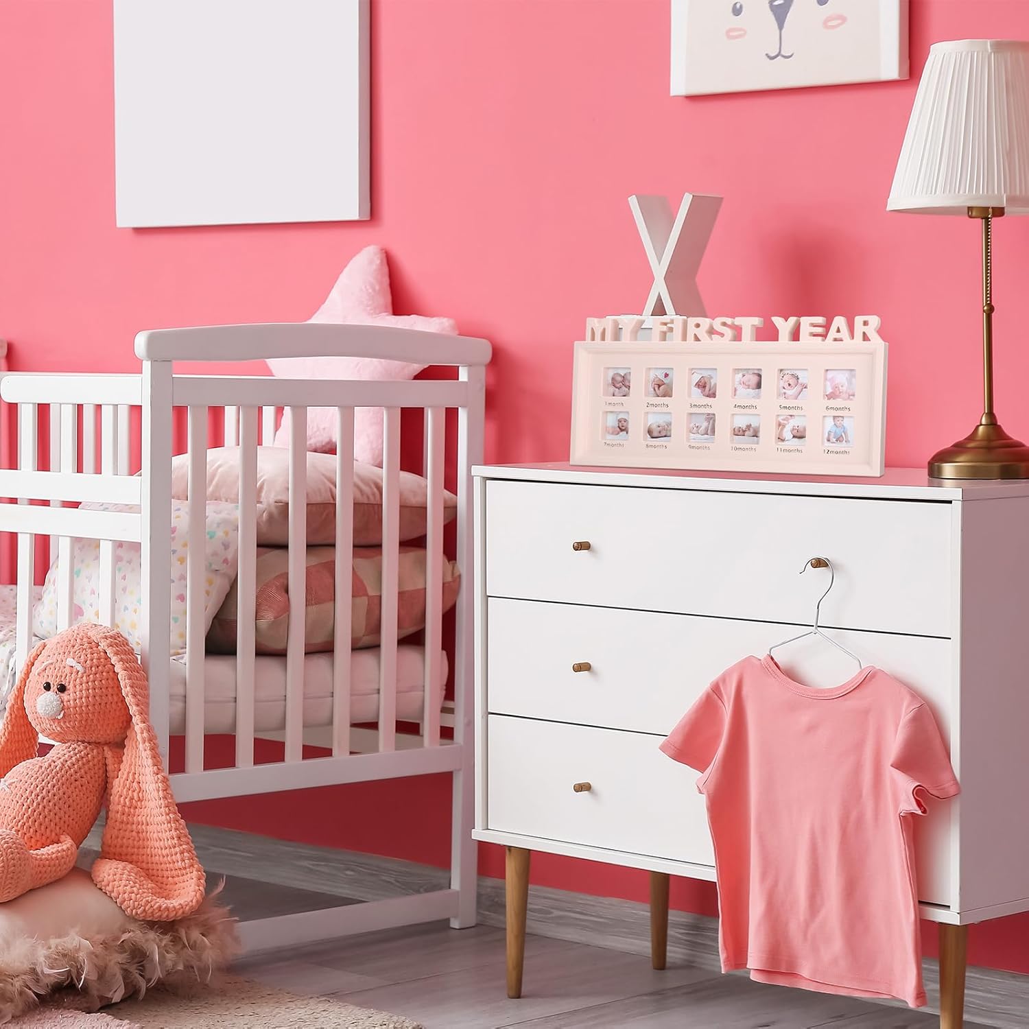 Thyle First Year Baby Picture Frame with Monthly Slots Pink