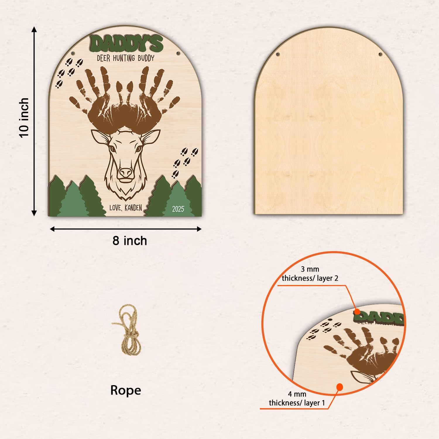 DIY Deer Hunting Buddy Handprint Wooden Sign for Fathers Day