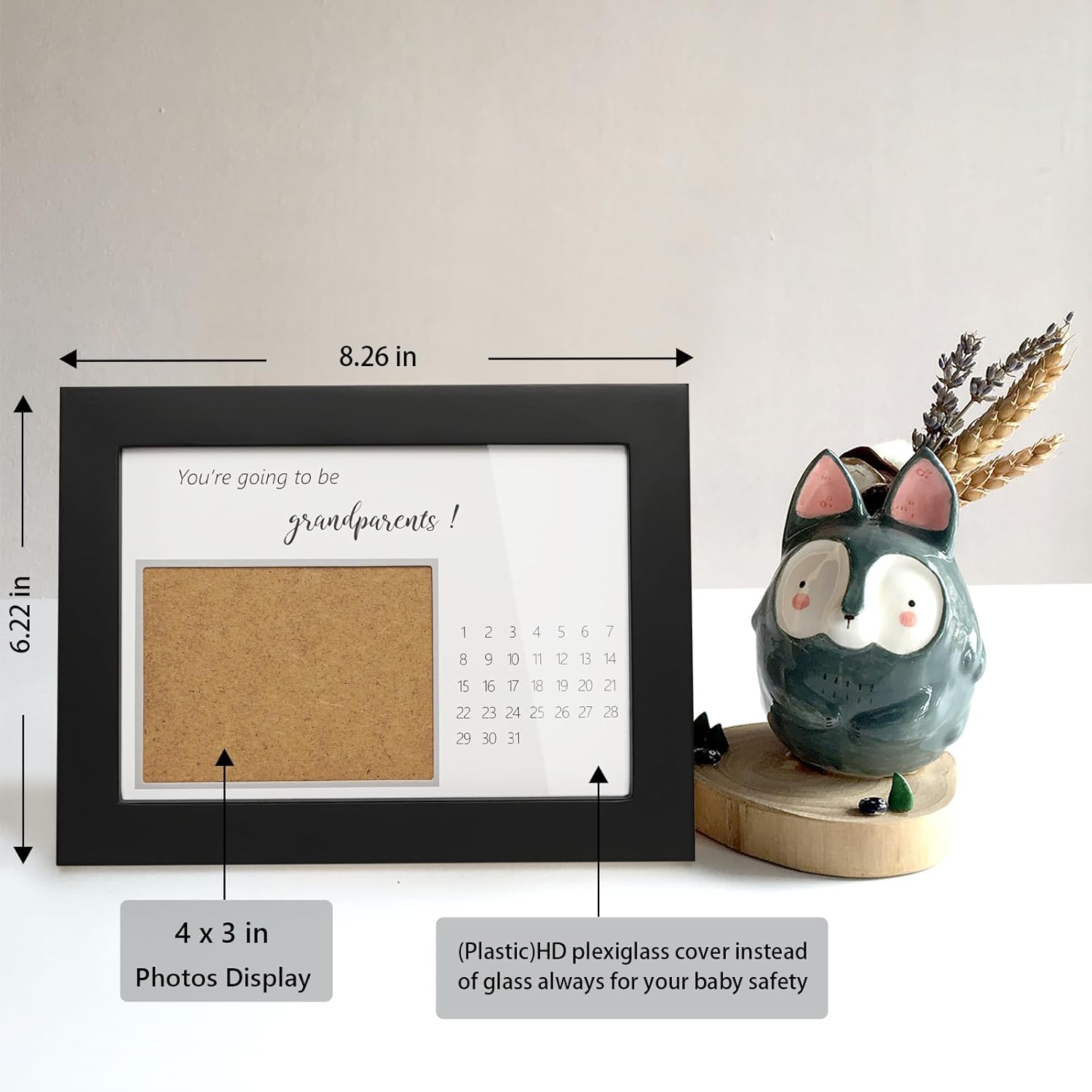 Pregnancy Announcement Frame for Grandparents Black Wooden Sonogram Keepsake
