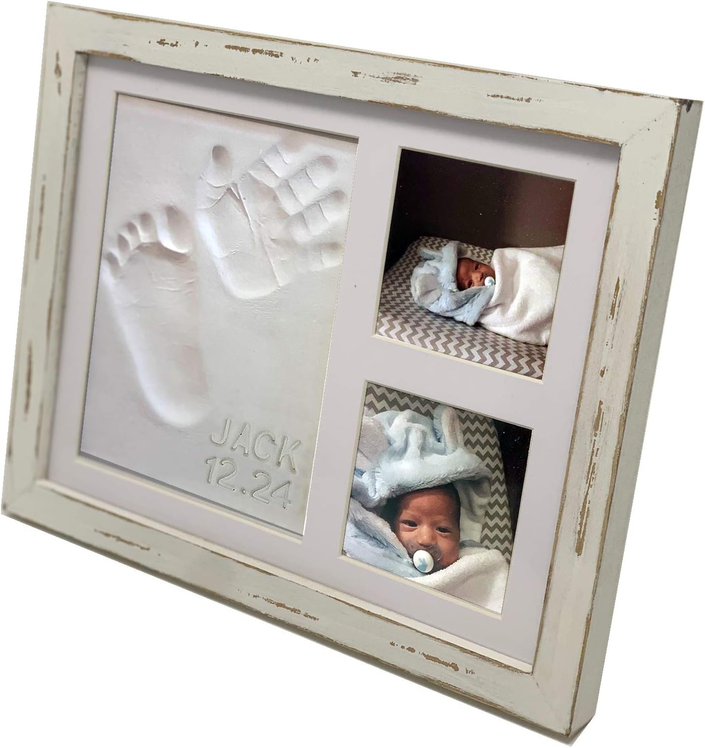 Baby Mushroom Farmhouse Hand Footprint Frame Kit - Rustic 9x11 Distressed Wood