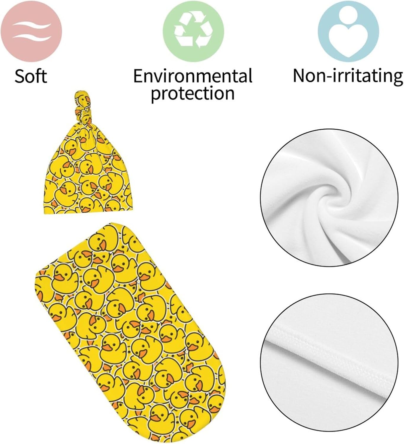 Sanghing Cute Rubber Duck Swaddling Blanket with Hat