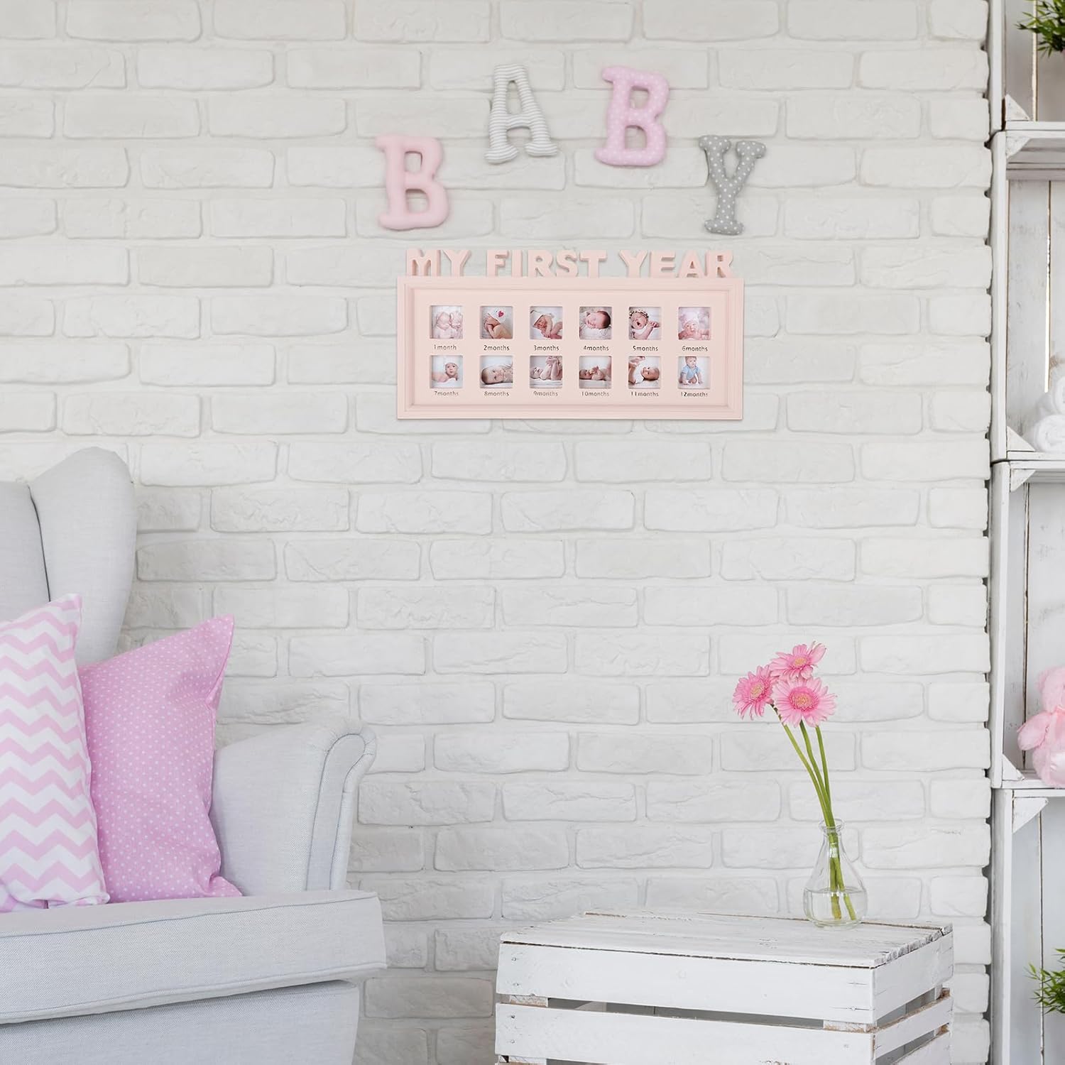 Thyle First Year Baby Picture Frame with Monthly Slots Pink