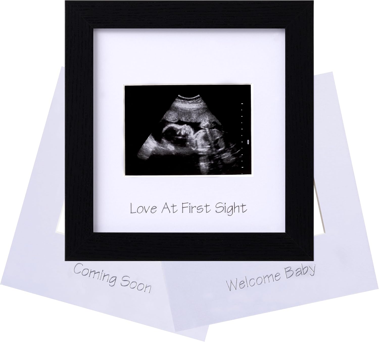 eletecpro Ultrasound Picture Frame with Glass Cover and 3 Mats 7x7 Baby Keepsake Frame for 3x4 Sonogram Photo Black