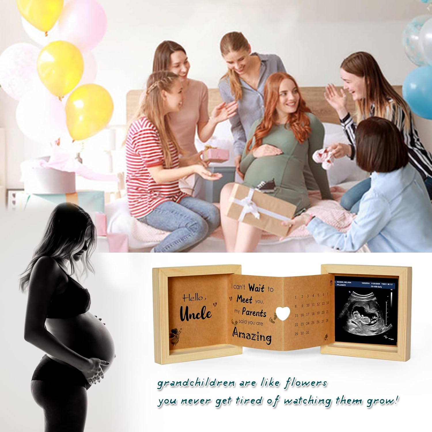 YiLiiod Baby Announcement Wooden Keepsake Box