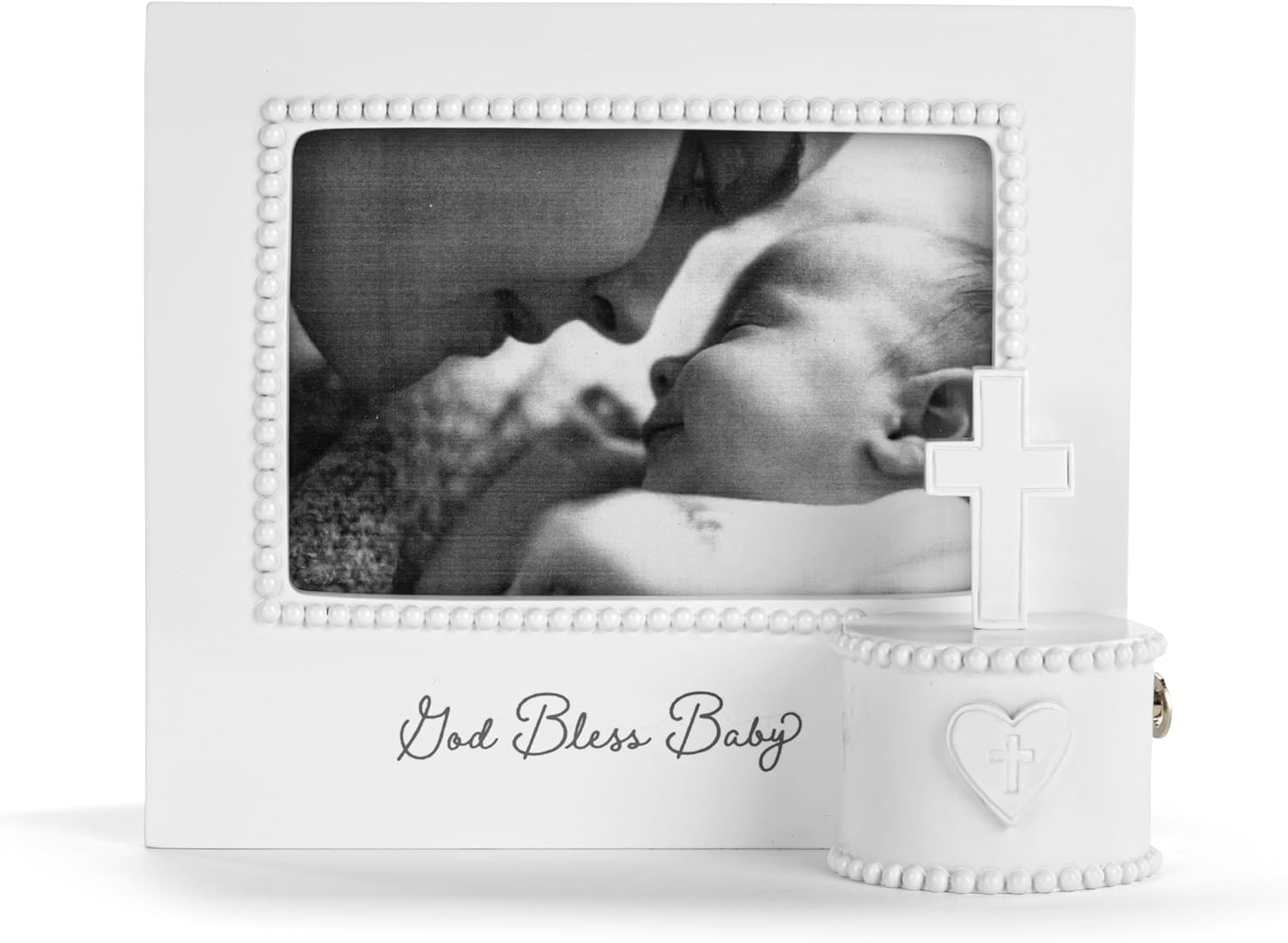 DEMDACO God Bless Baby Keepsake Frame with Cross Trinket Box