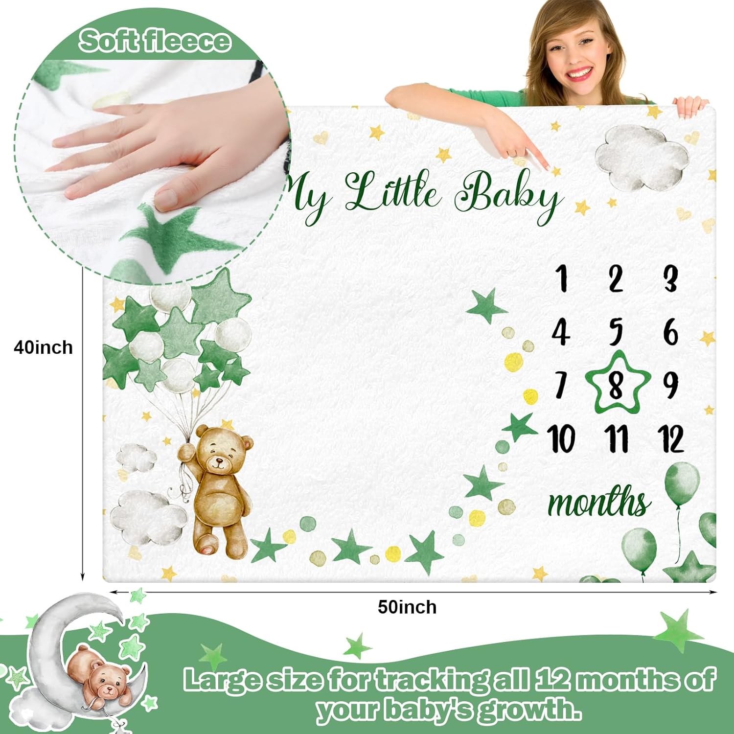 Mindsoft Baby Milestone Blanket with Star Frame