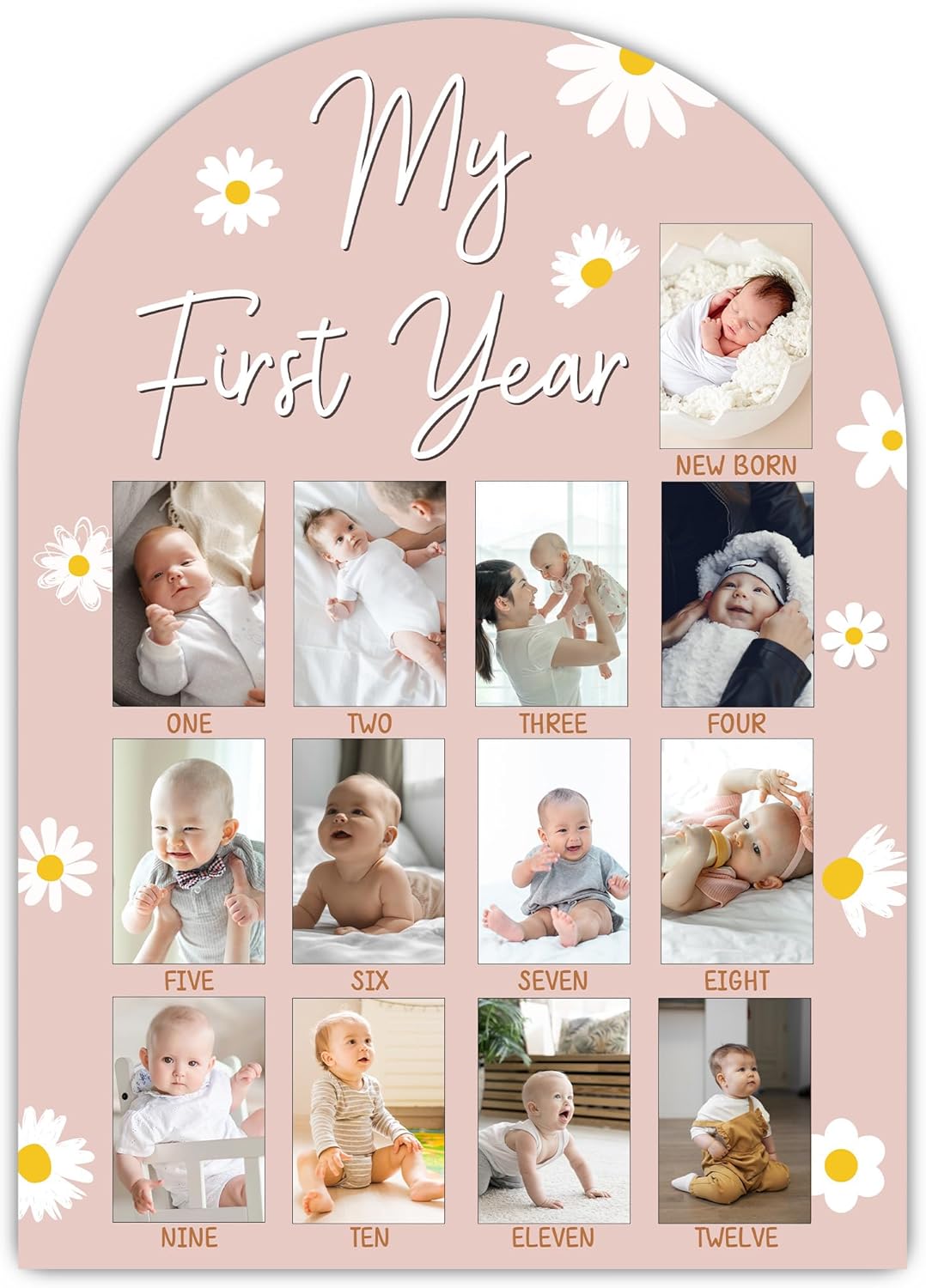 One Year Wood Photo Board for Baby Milestones 1