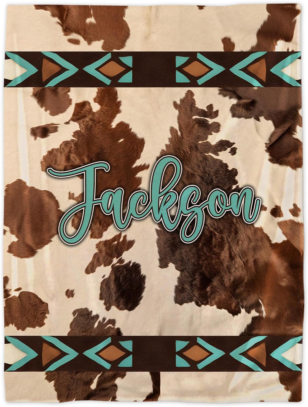 Personalized Baby Blanket with Cow Print - Custom Name Keepsake for Newborns