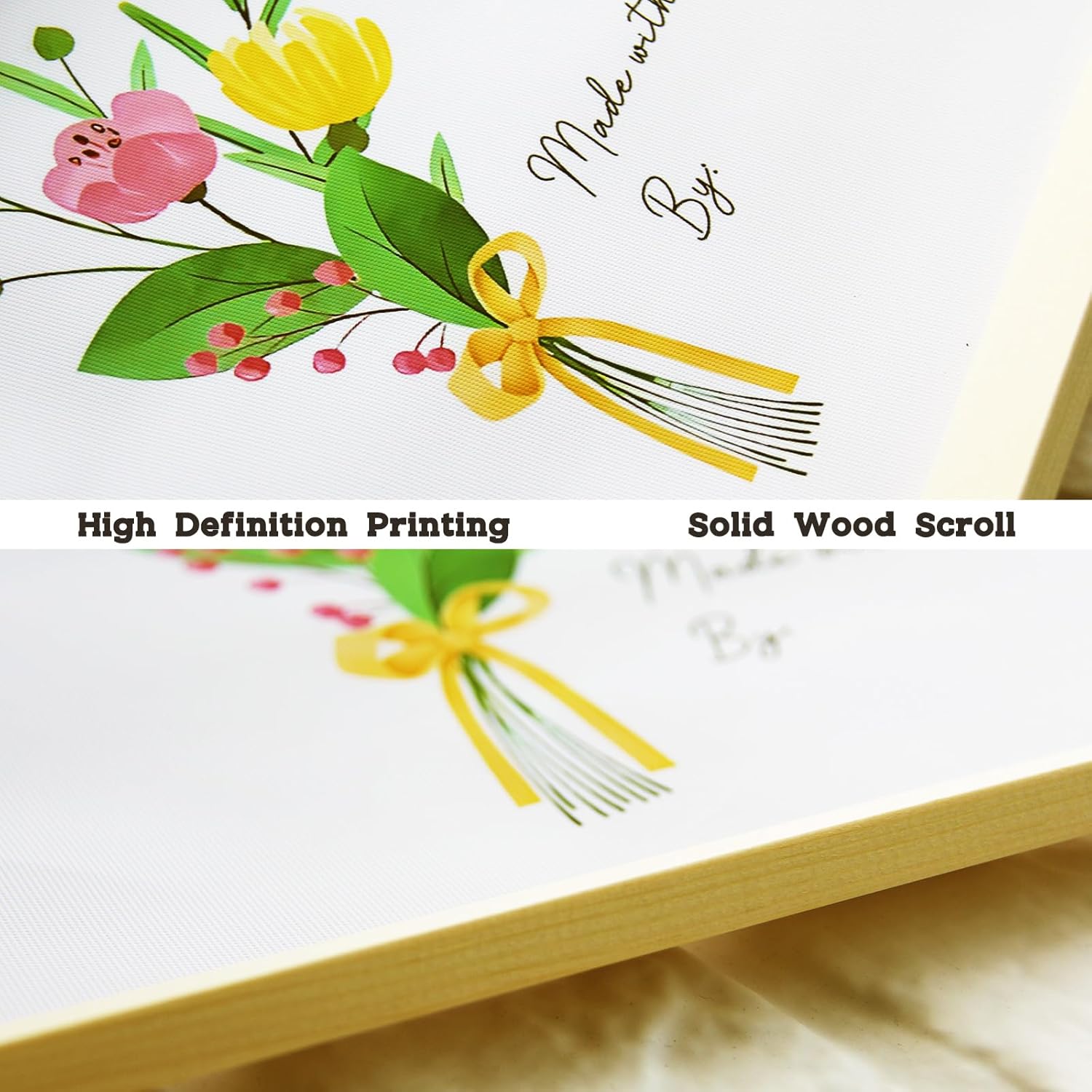 Poranlem Baby Handprint Floral Bouquet Wall Art Print
