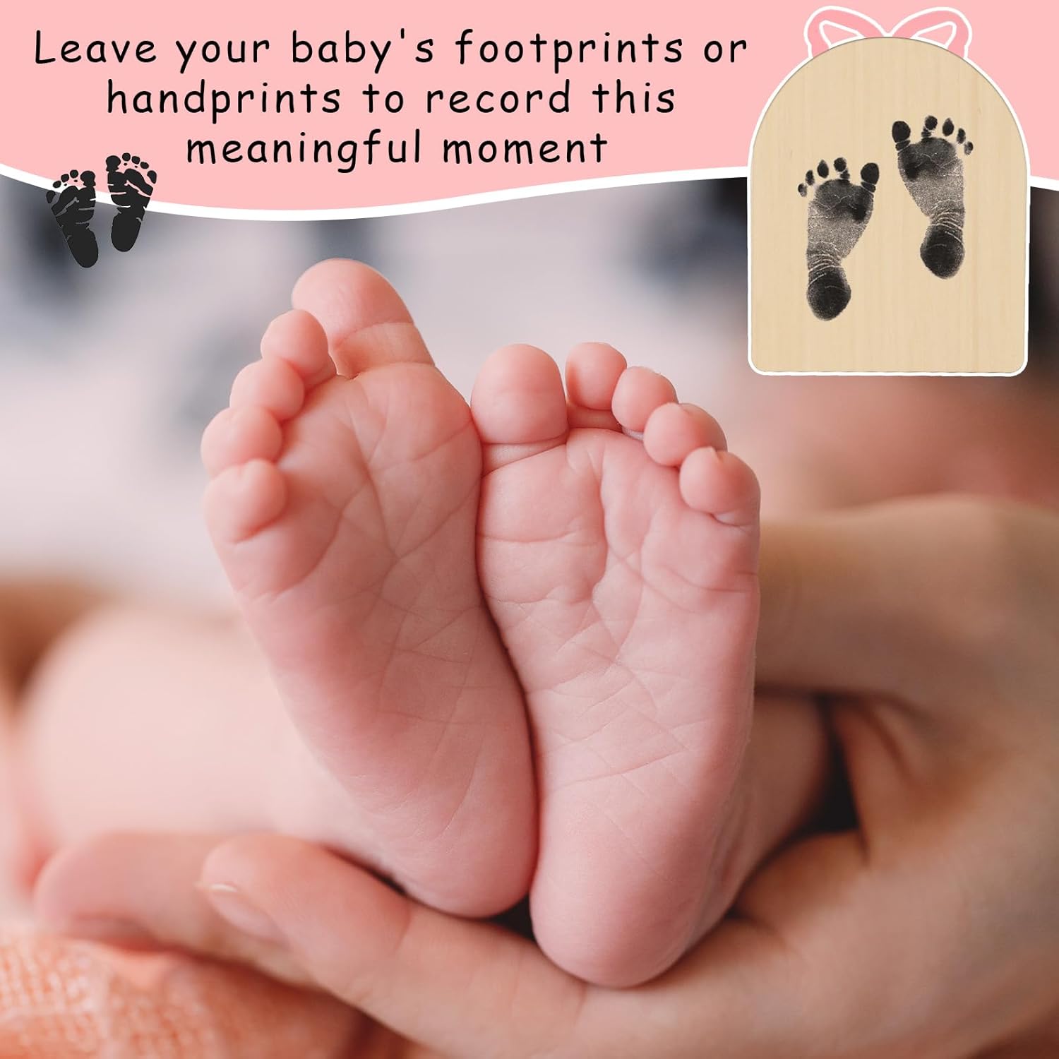 Gosknor Wooden Newborn Announcement Sign with Pink Bow