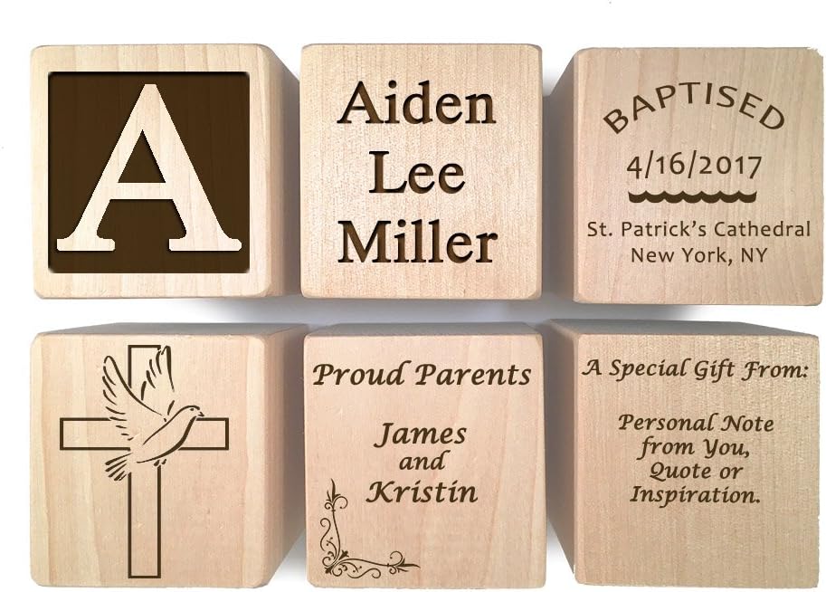 Glitzby Baptism Keepsake Wooden Block Personalized