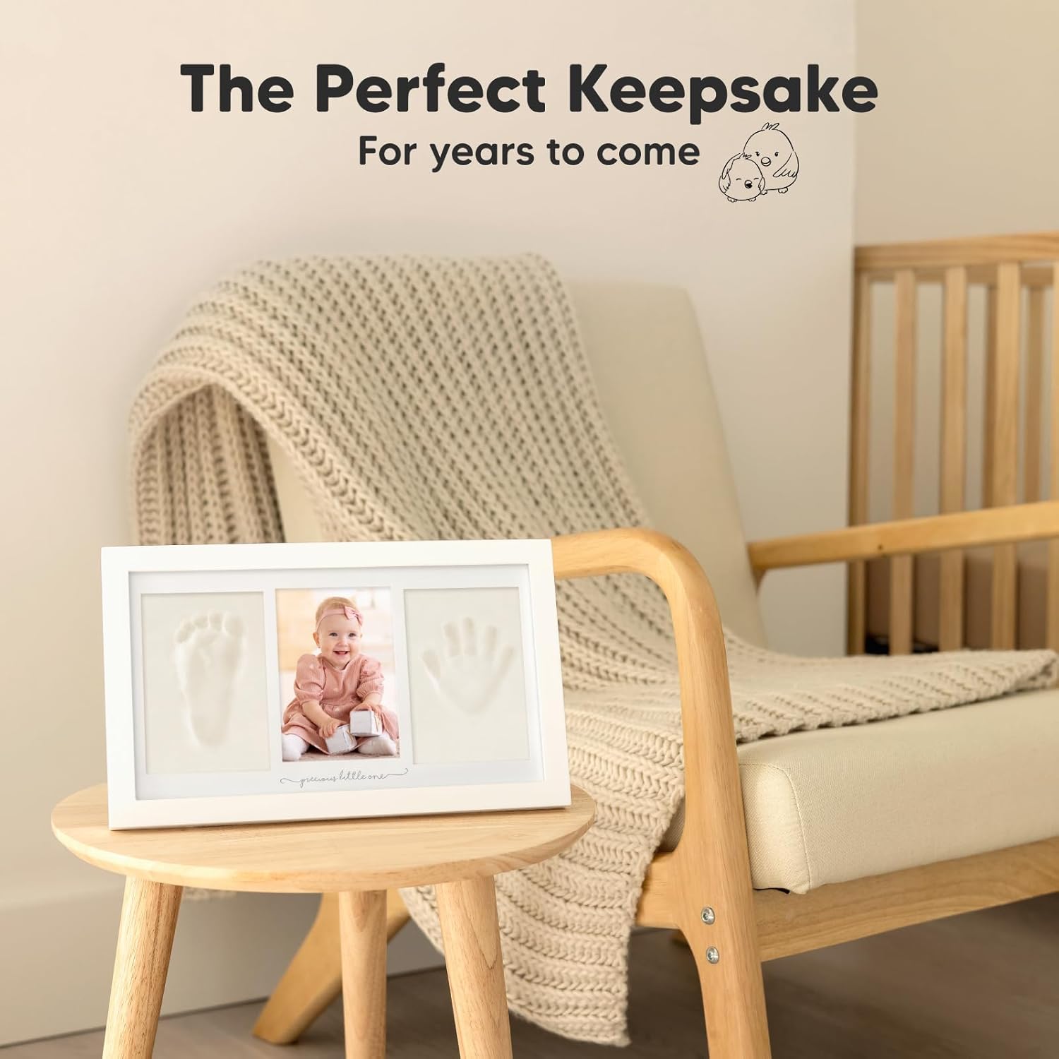 KeaBabies 12-Month Baby Photo Frame with Handprint Footprint Kit