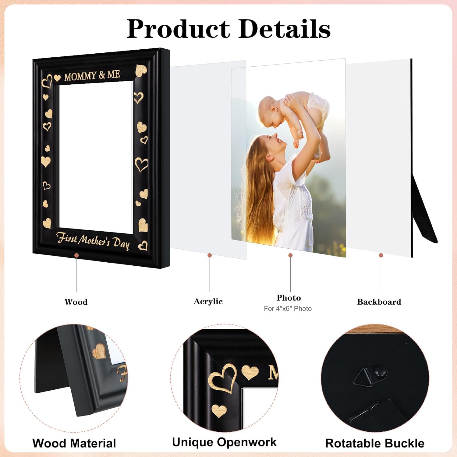 PETCEE First Mothers Day Picture Frame for Mom Grandma