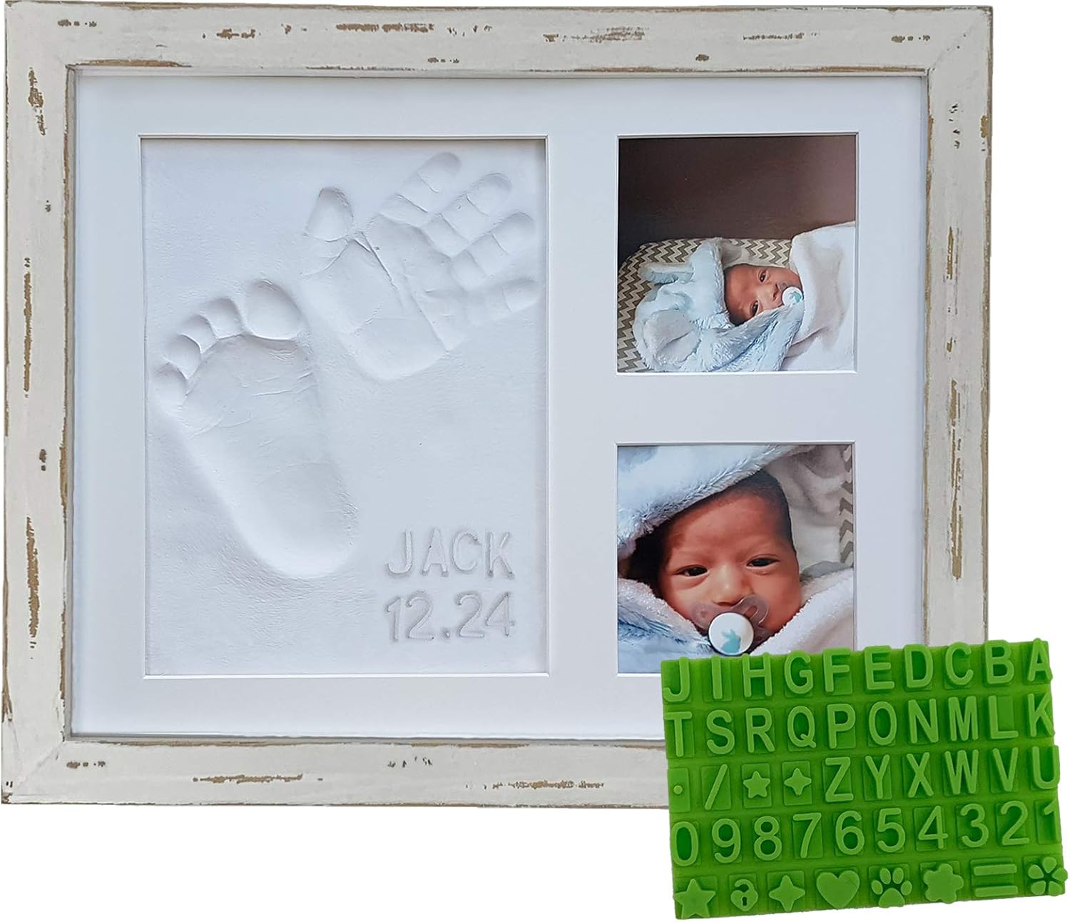Baby Mushroom Farmhouse Hand Footprint Frame Kit - Rustic 9x11 Distressed Wood