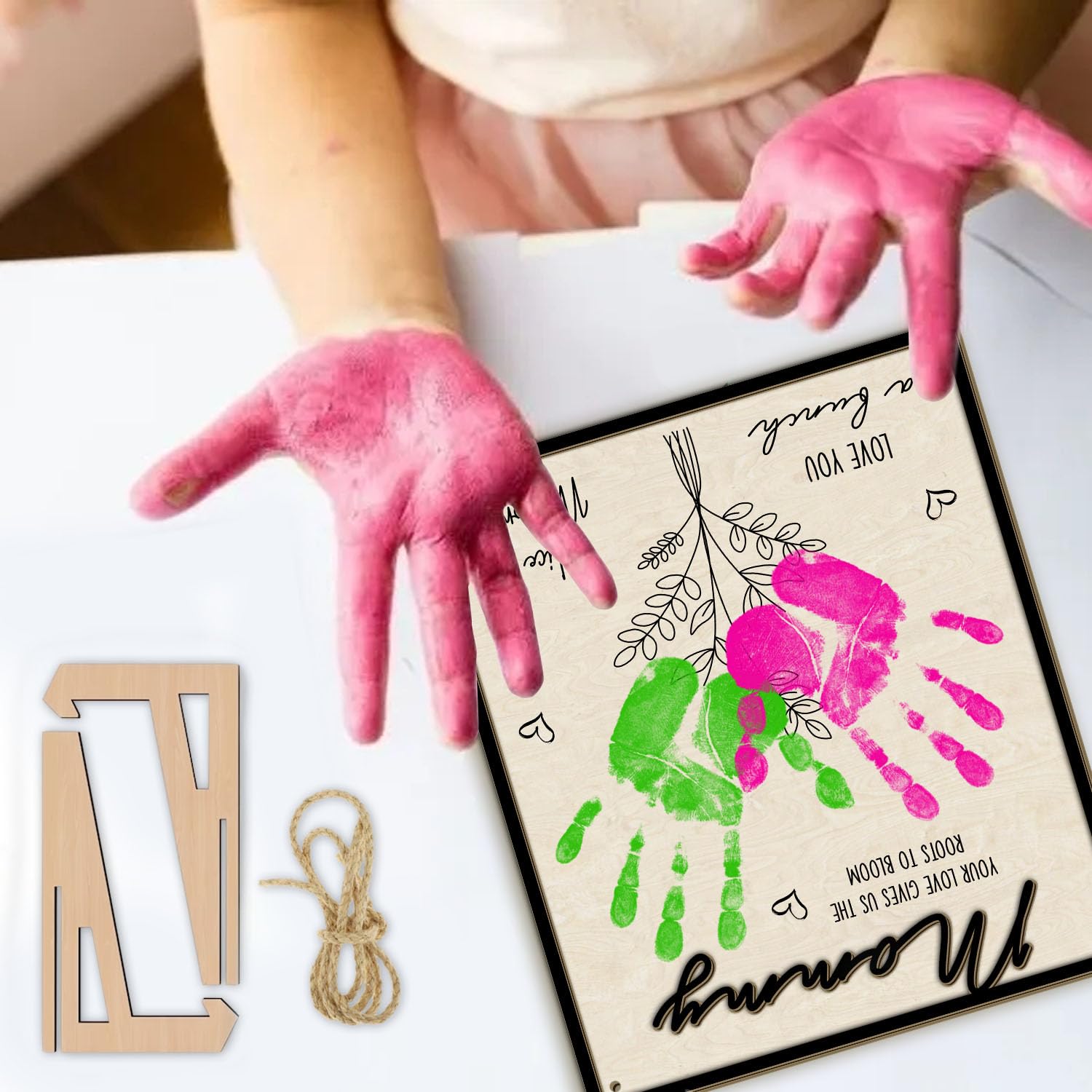 DIY Hand Print Mothers Day Sign for Kids