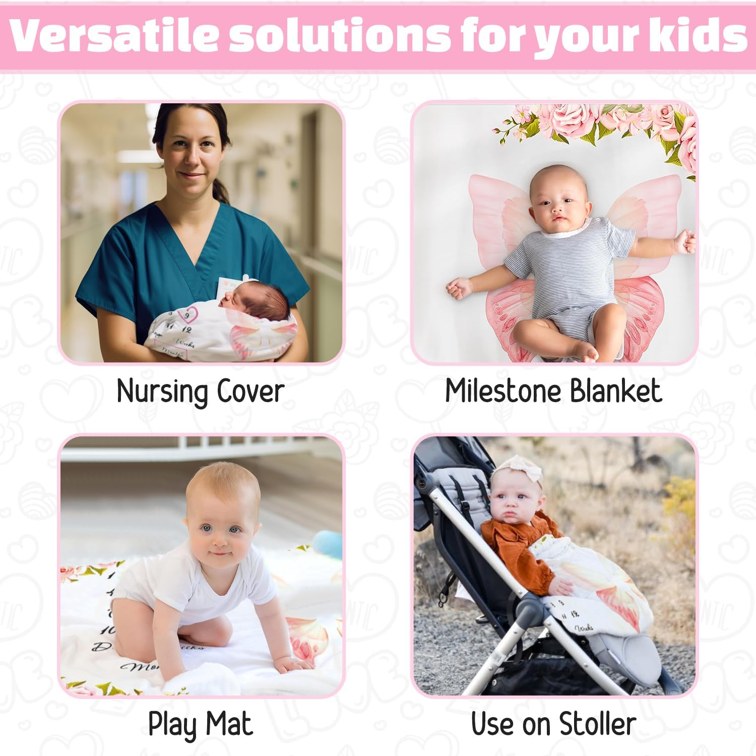 Nestworthy Milestone Blanket - 60x40 Soft Fleece for Baby Girl