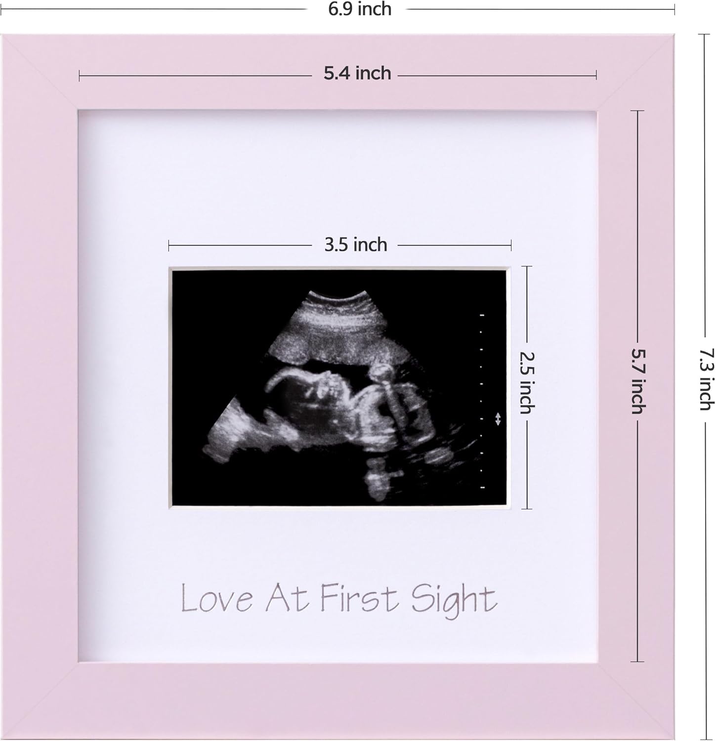 eletecpro Ultrasound Frame with 3 Mats and Real Glass Cover 7x7 Pink Keepsake