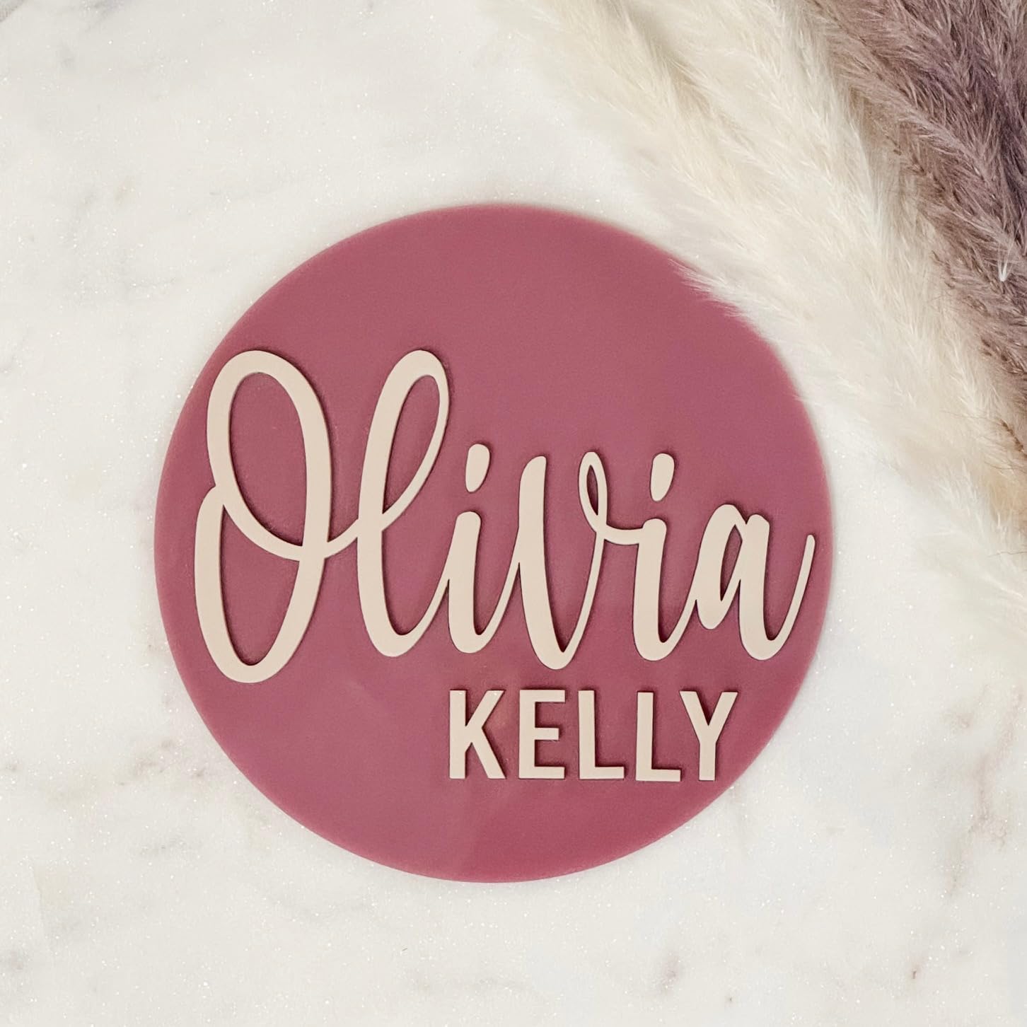 Custom Acrylic Baby Name Sign - 3D Wall Plaque with Two Colors