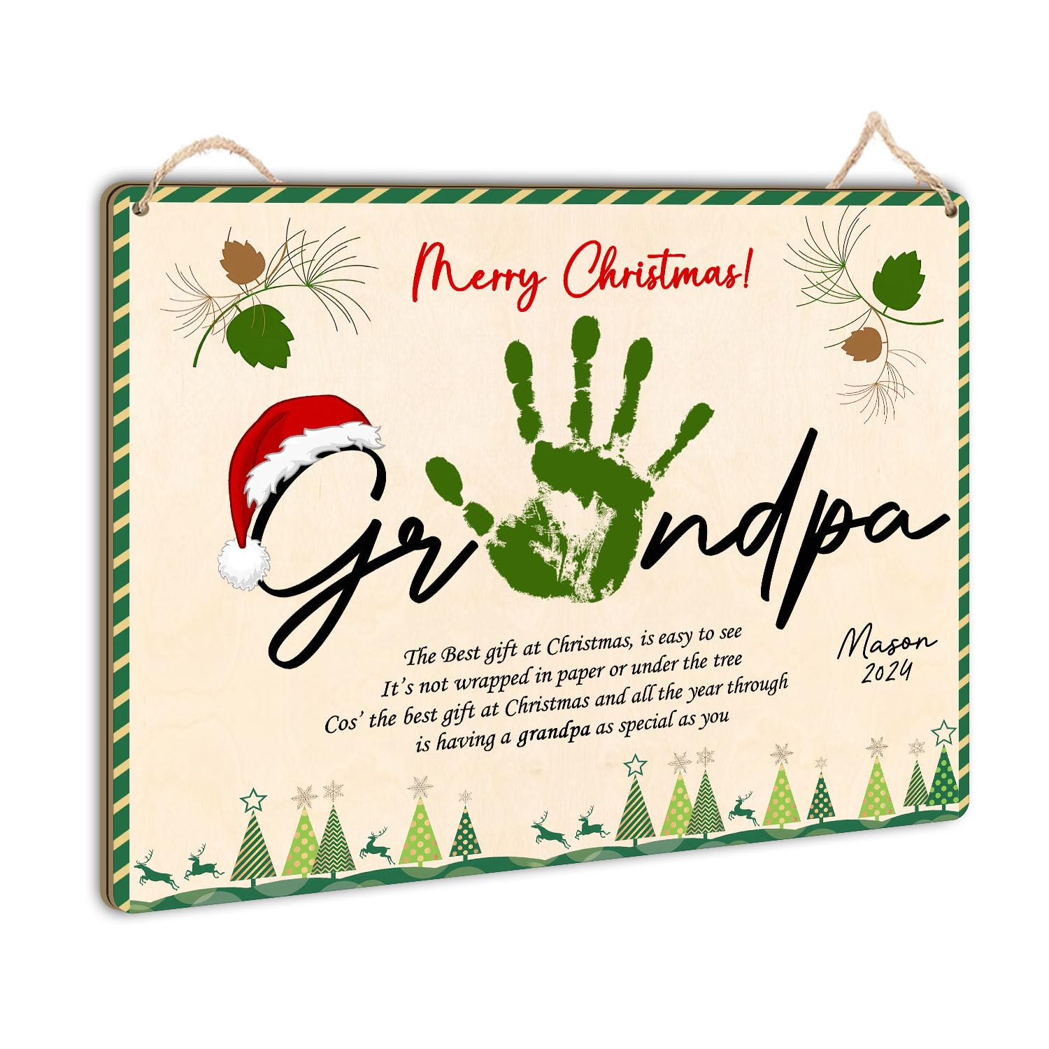 Christmas Handprint Sign for Grandpa - DIY Keepsake 8x10