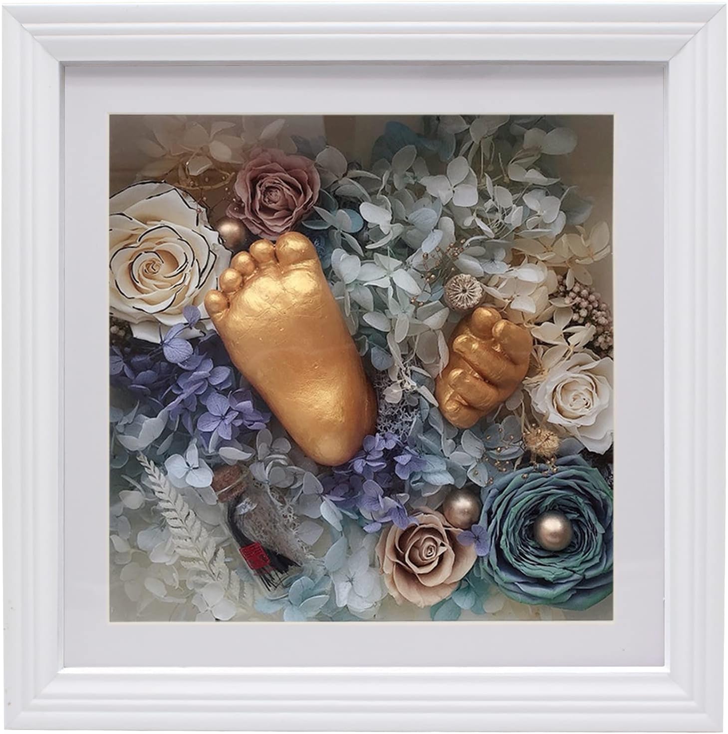 WANLIAN 10x10 Shadow Box Frame with European Border White 2-inch Depth