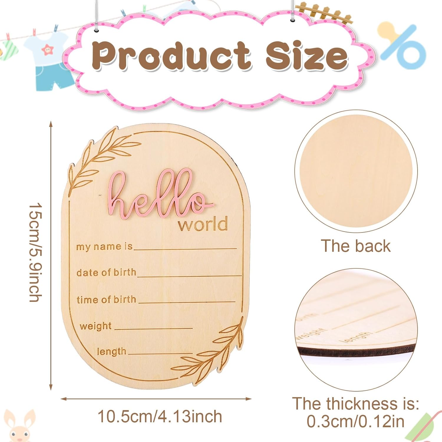 Gosknor Baby Announcement Sign Hello World Pink