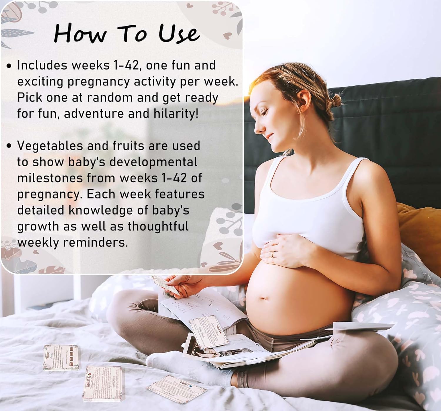 Garybank New Mom Gifts 2024 - Love at First Sight Ultrasound Frame with Weekly Milestone Activities Cards