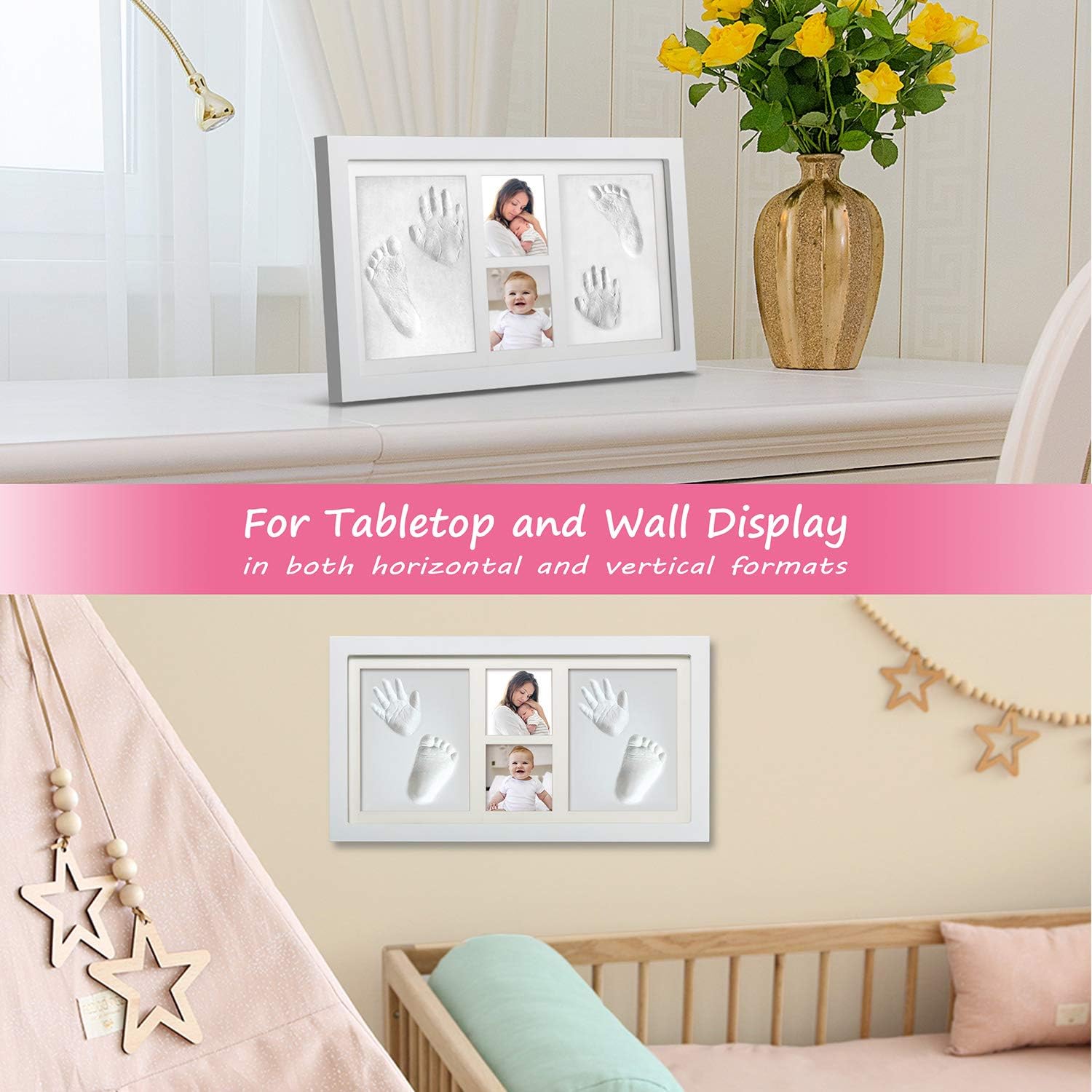 BAOHUA Baby Hand Footprint Kit - 1200 Grams Clay Nursery Art Frames