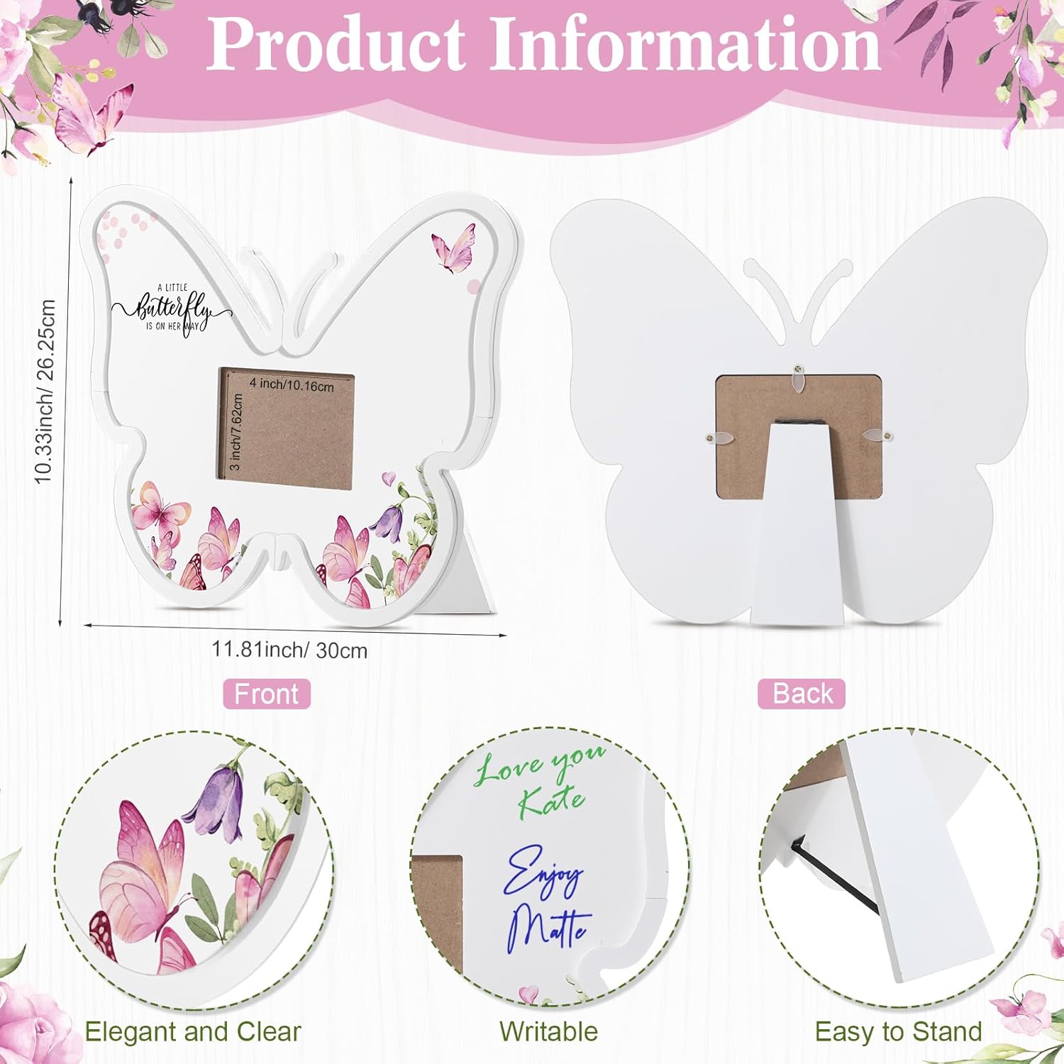 Thyle Butterfly Ultrasound Keepsake Frame with 12 Markers