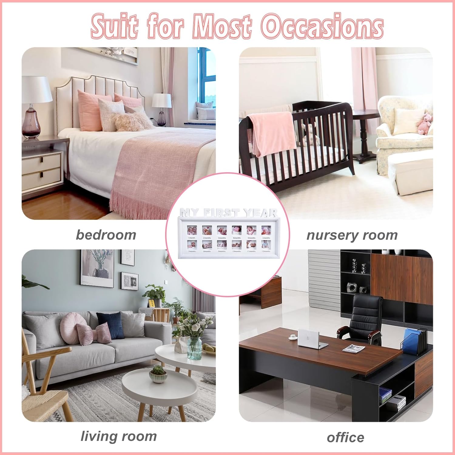 MICKYU 12-Month Baby Growth Photo Frame