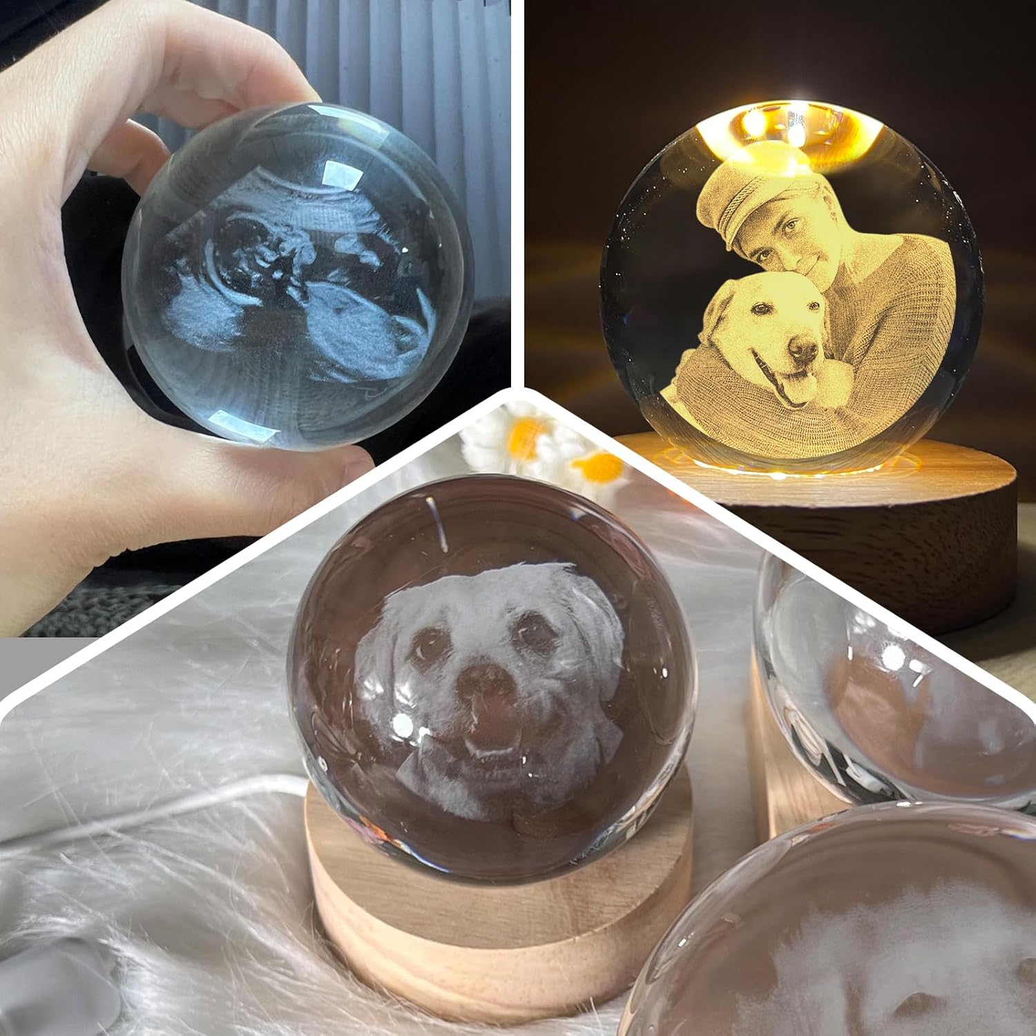 Personalized Crystal Ball Ultrasound Photo Frame with Night Light 1