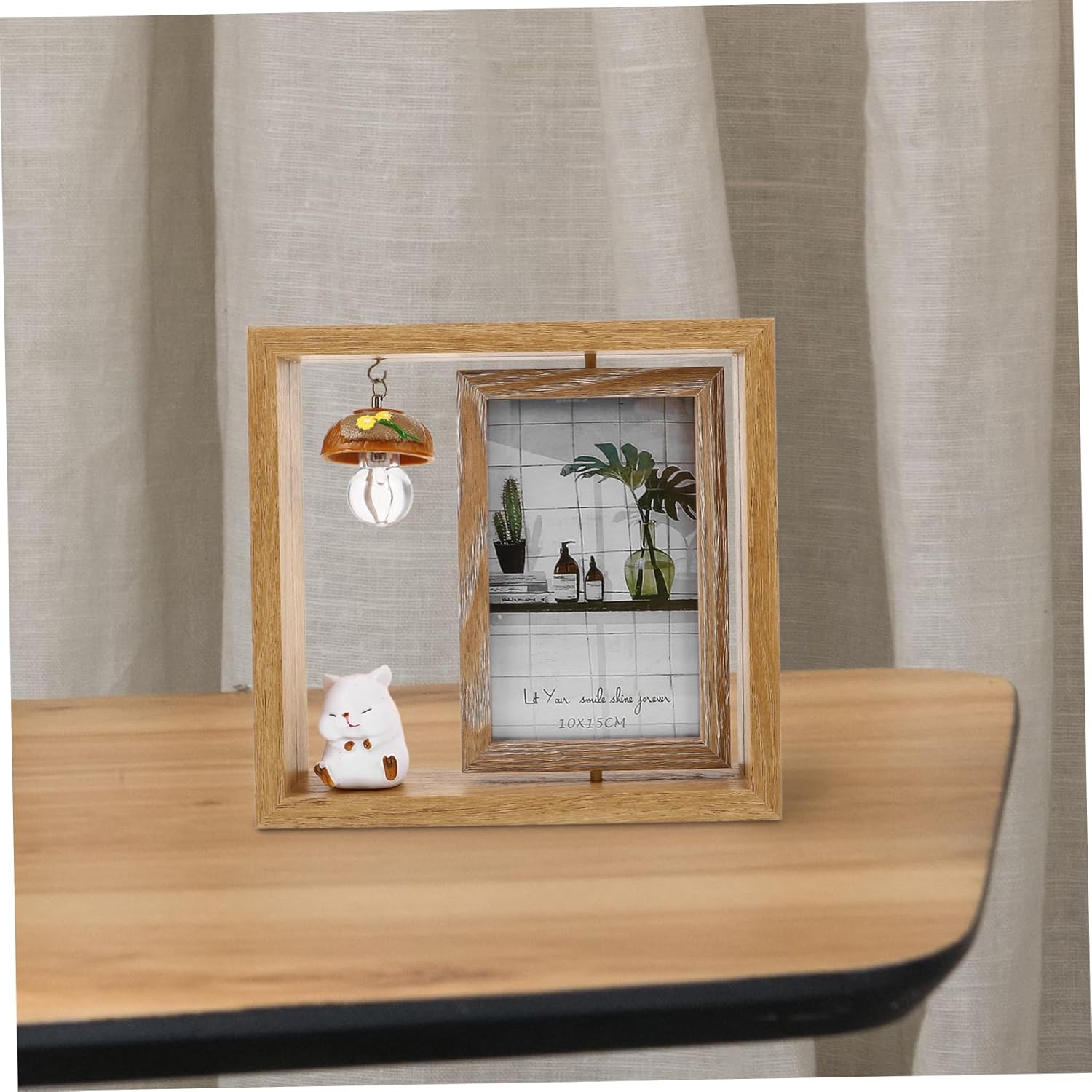 STBTOO Rustic Double-sided Frame 6 Inches Desk Decor Cartoon Hamster